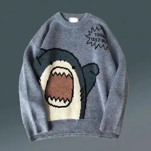 Aran Isles Knitwear × Japanese Brand Sweater Cartoon Shark Print Size US M / EU 48-50 / 2 - 3 Thumbnail