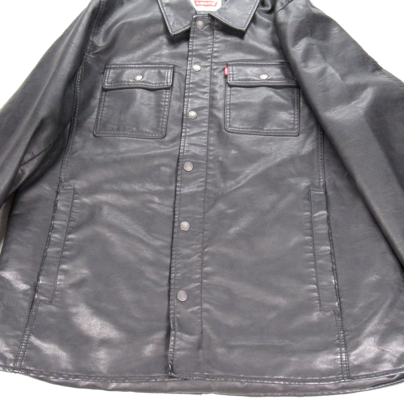 Levi's Levi's Jacket Men L Black Faux Leather Snap Zip Sherpa Lined Motorcycle Winter Casual 90s? No Vintage: No Size US L / EU 52-54 / 3 - 7 Thumbnail