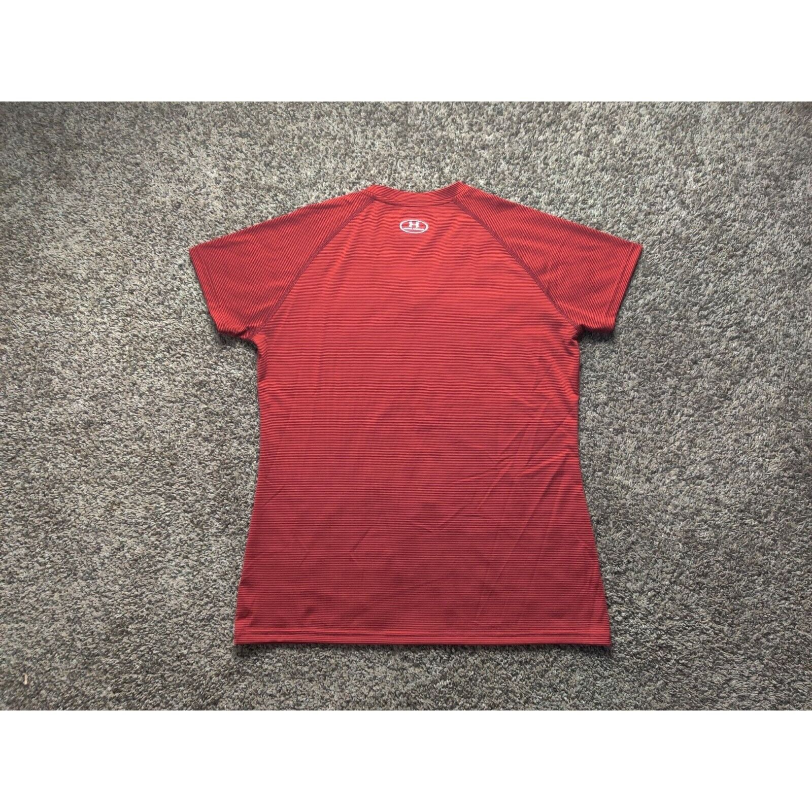 Under Armour Under Armour Shirt Adult Mens Large Red Striped V-Neck Size US L / EU 52-54 / 3 - 6 Thumbnail