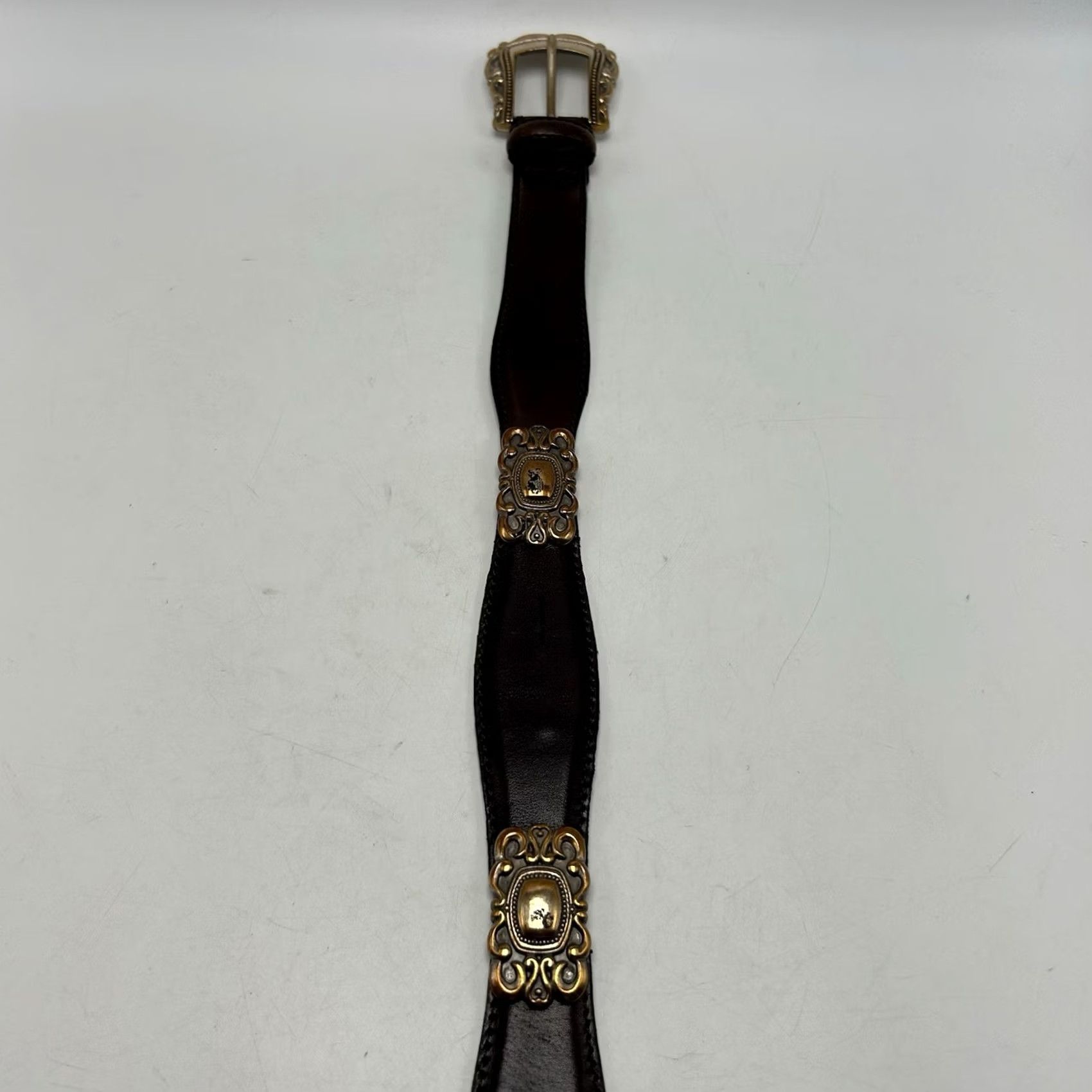 Fossil Vintage Fossil Belt Womens Medium Brown Leather 1996 Copper Tone 90s Y2K Read Size ONE SIZE - 4 Thumbnail