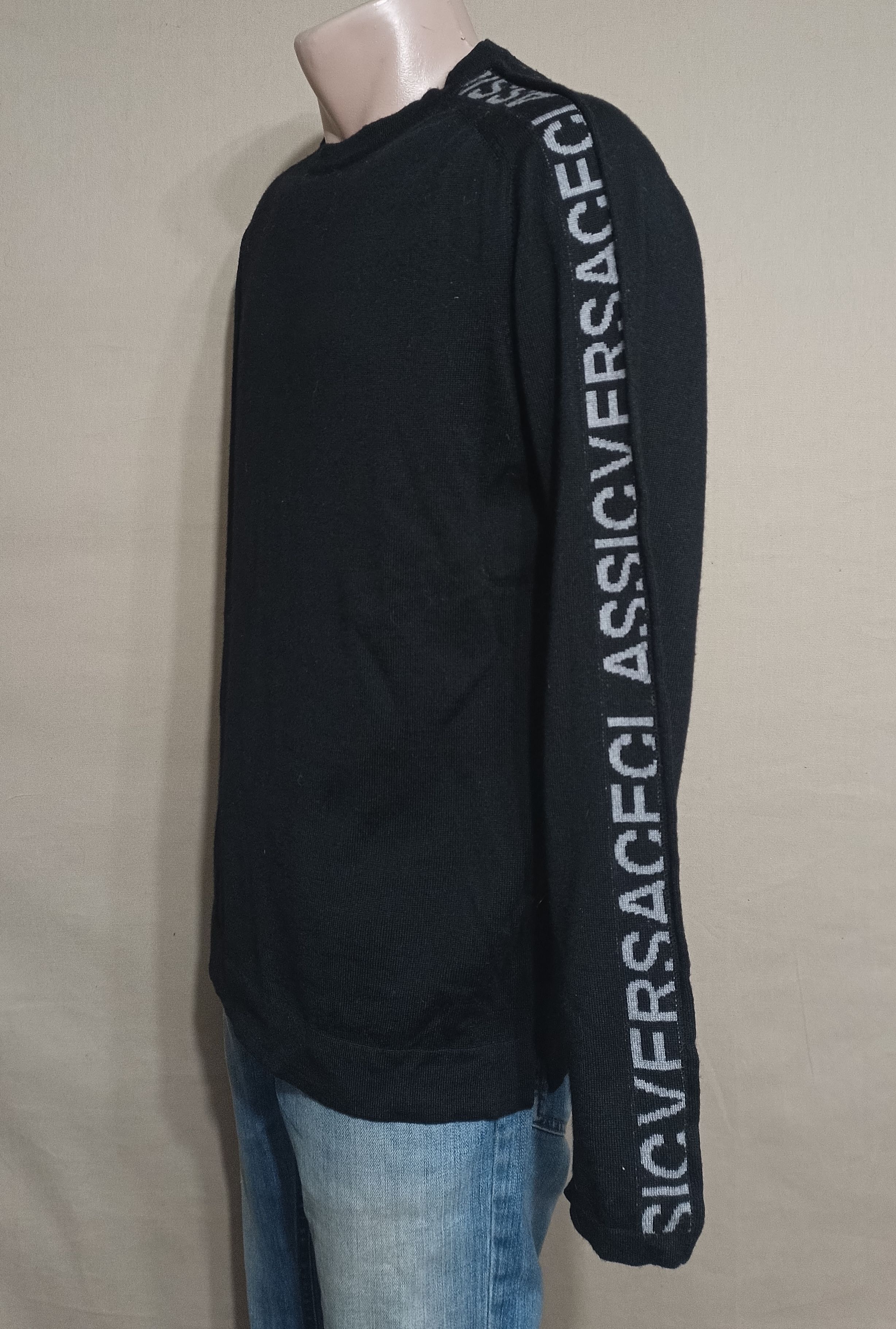 Versace Classic Black Mens Jumper Knit Light Sweater Size L