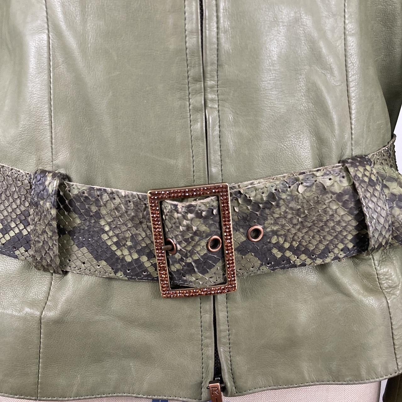 Roberto Cavalli lime green y2k leather snakeskin moto biker jacket Size S / US 4 / IT 40 - 4 Thumbnail