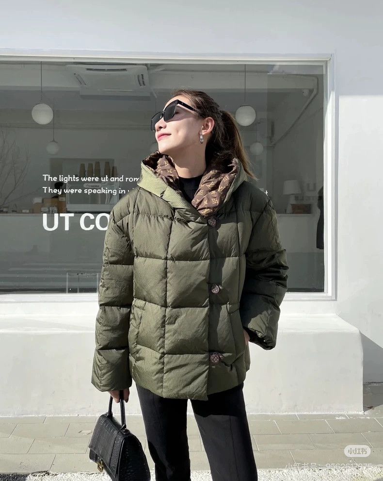 Louis Vuitton LOUIS VUITTON Olive Green Waffle Bread Down Jacket 2504-Nex Size XS / US 0-2 / IT 36-38 - 8 Thumbnail
