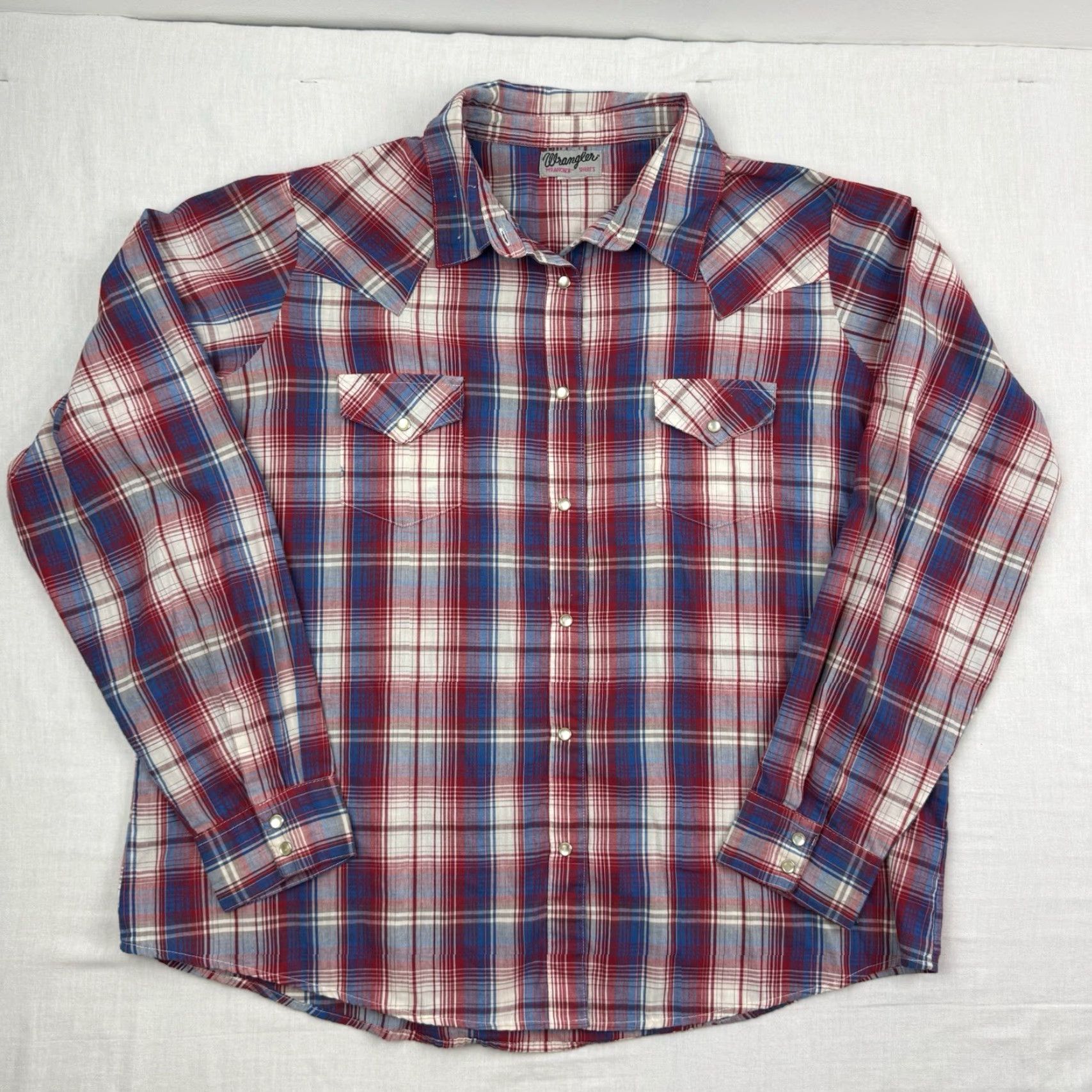 Wrangler VINTAGE Wrangler Pearl Snap Shirt Womens XL Red Plaid Western Y2K Casual Workwear Size XL / US 12-14 / IT 48-50 - 2 Thumbnail