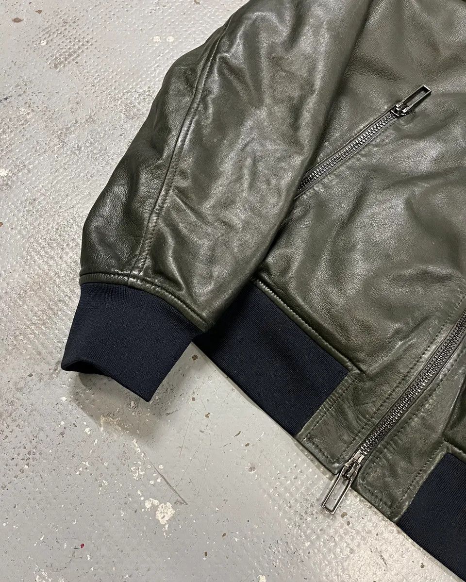 Emporio Armani AW2019 Emporio Armani Green Leather Bomber Jacket Size US L / EU 52-54 / 3 - 6 Thumbnail