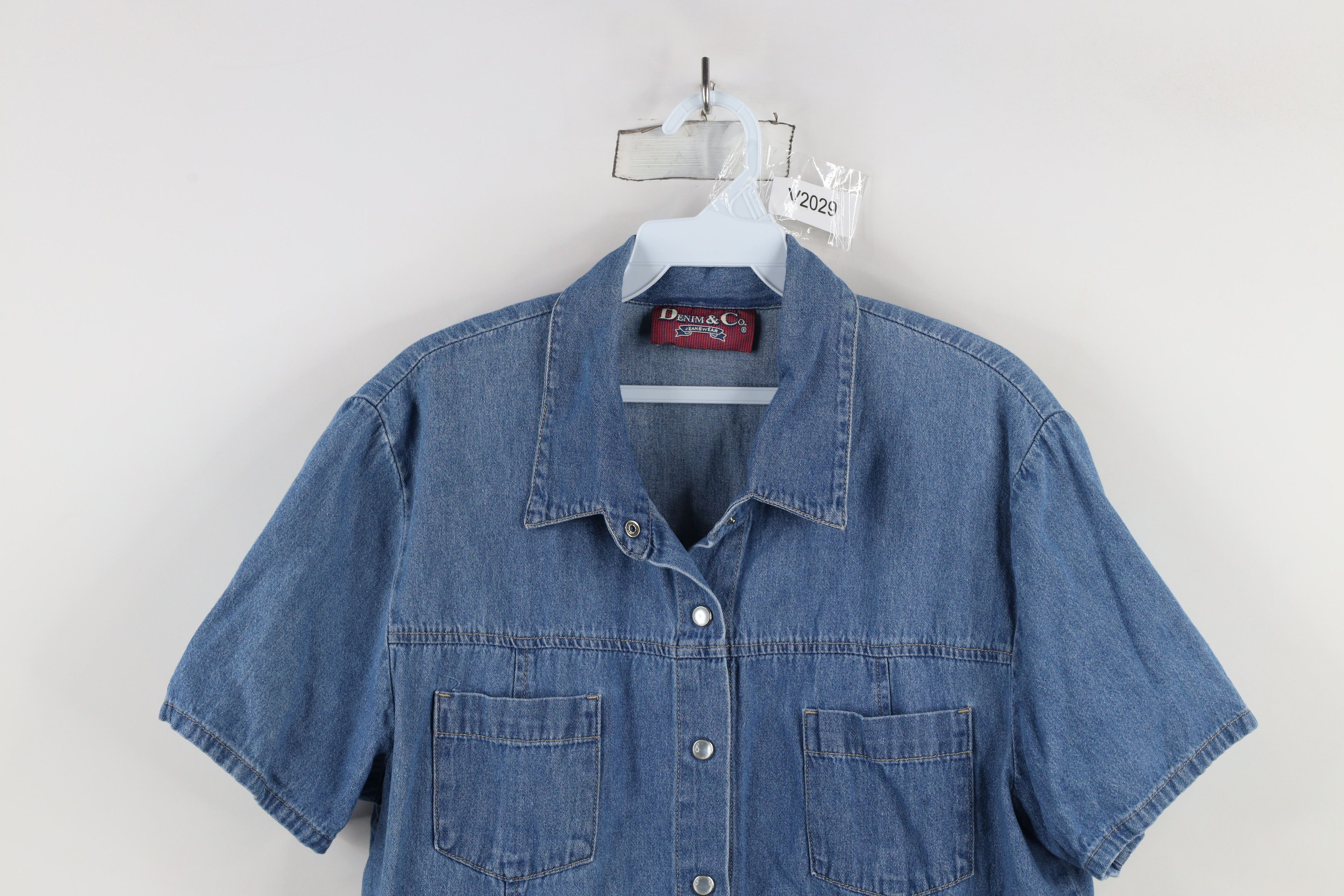Vintage Vintage 90s Y2K Babydoll Snap Button Denim Jean Shirt Blue Size M / US 6-8 / IT 42-44 - 2 Thumbnail