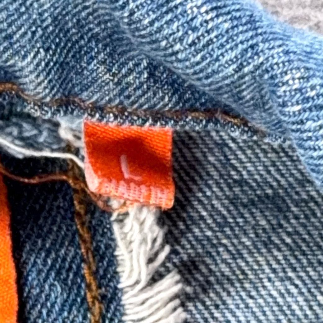 Denime Rolling Paper Jacket Mens LARGE Blue Jean Denim Distressed Splatter 90s Punk Retro Rock Casual Size Large Size US 33 - 5 Thumbnail