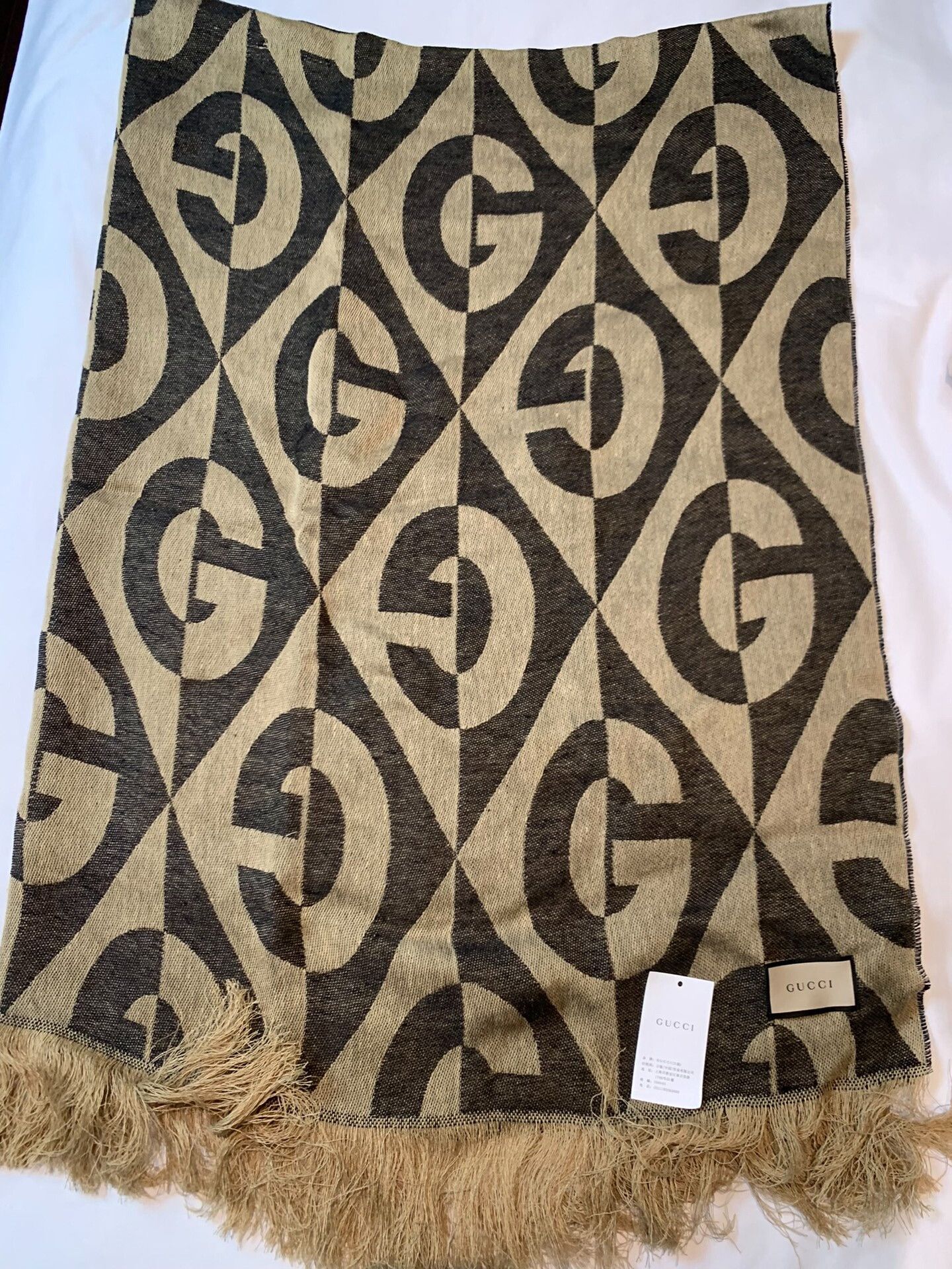 Gucci Gucci All-Over Print Beige Blanket Size ONE SIZE - 1 Thumbnail