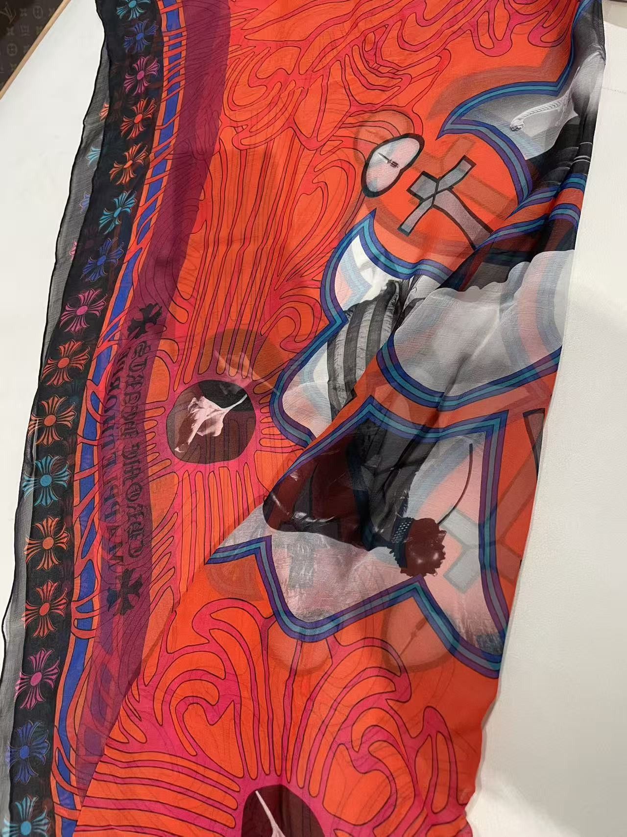 Chrome Hearts Chrome Hearts Mapplethorpe Multi-Color Cross Red Silk Scarf Size ONE SIZE - 5 Thumbnail