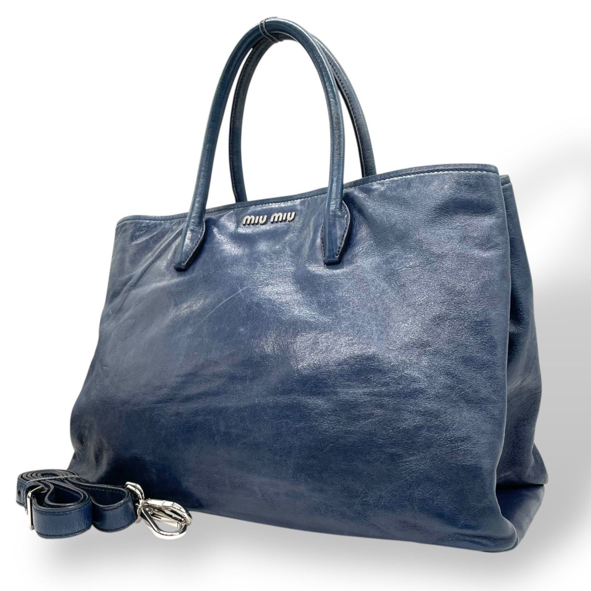 バッグ Archive miu miu leather hand bag blue Miu Miu Handbag: Elegant Teal Leather