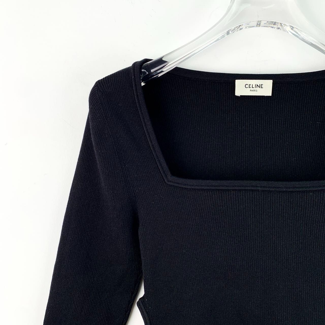 Celine Celine Black Square Neck Long-Sleeved Knitted Top With Gold Size M / US 6-8 / IT 42-44 - 7 Thumbnail