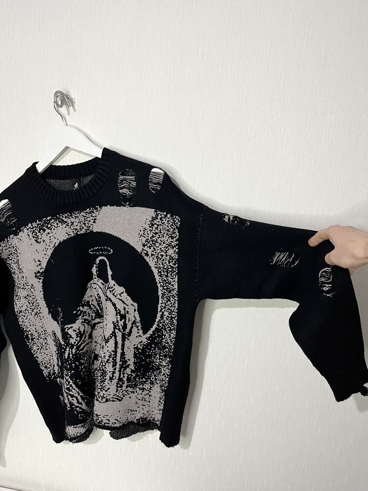 Japanese Brand Unisex Avant-Garde Opium Y2K Punk Destroyed Hole Sweater Size US M / EU 48-50 / 2 - 5 Thumbnail