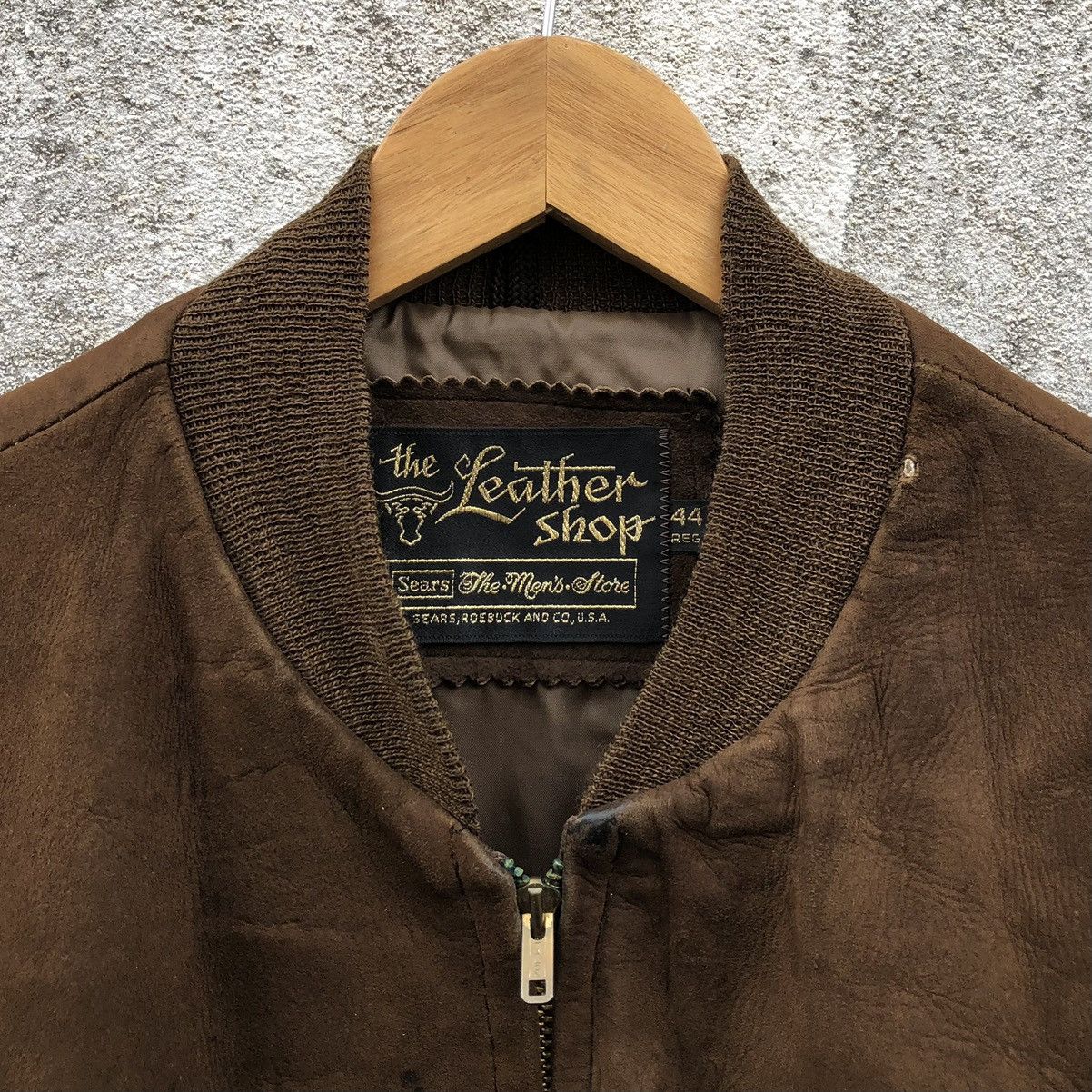 Vintage Vintage 70s Sears Brown Suede Leather Bomber Jacket Size US L / EU 52-54 / 3 - 9 Thumbnail