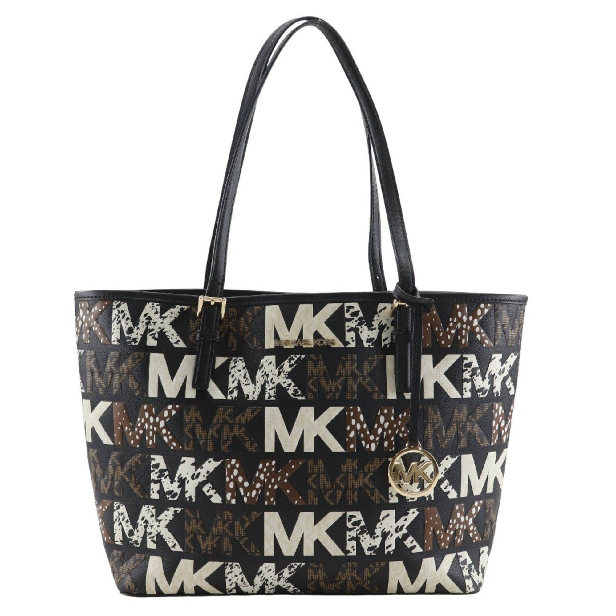 Michael Kors Michael Kors Jet Set Travel Tote Bag, Graphic Logo, 35F1GTVT2L, PVC, Black, A4 Size, Open, Women's Size ONE SIZE - 1 Thumbnail