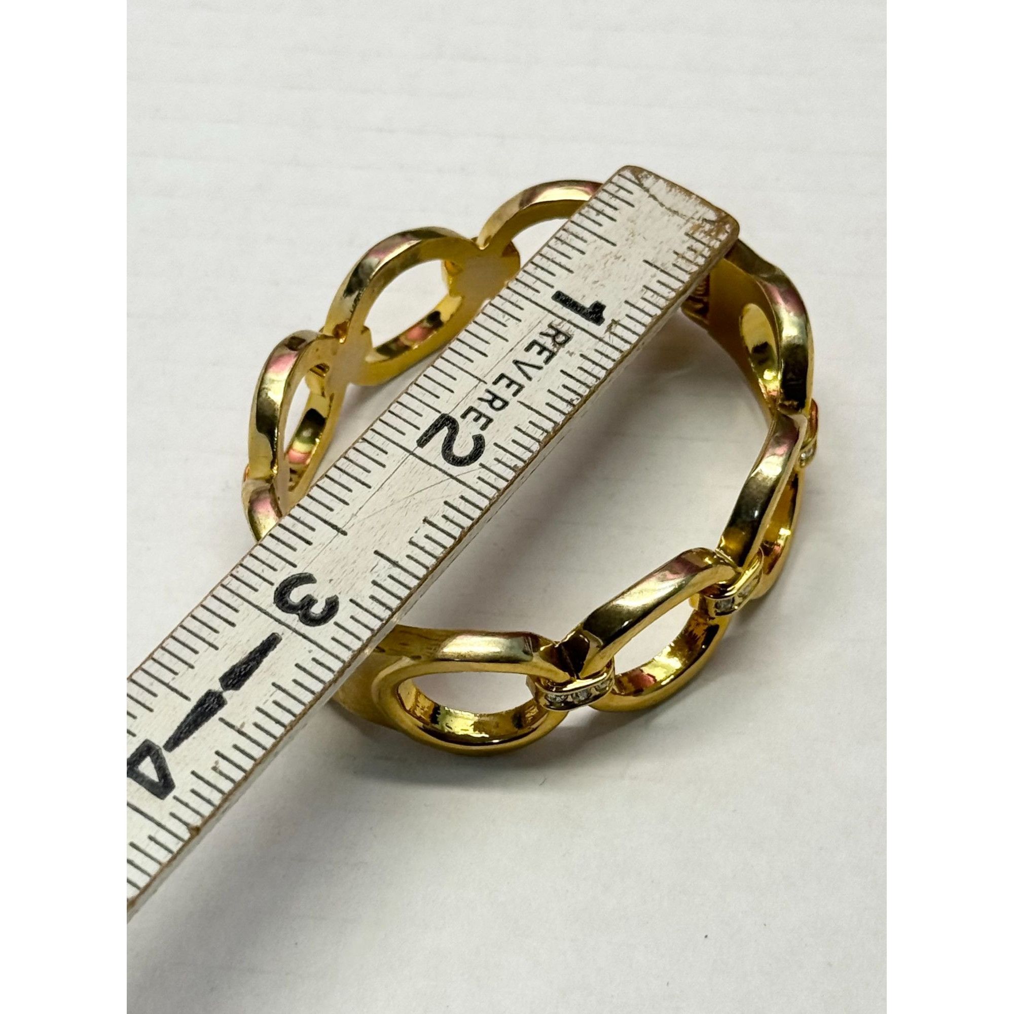 Vintage Vintage gold rhinestone hinged bangle bracelet Size ONE SIZE - 5 Thumbnail