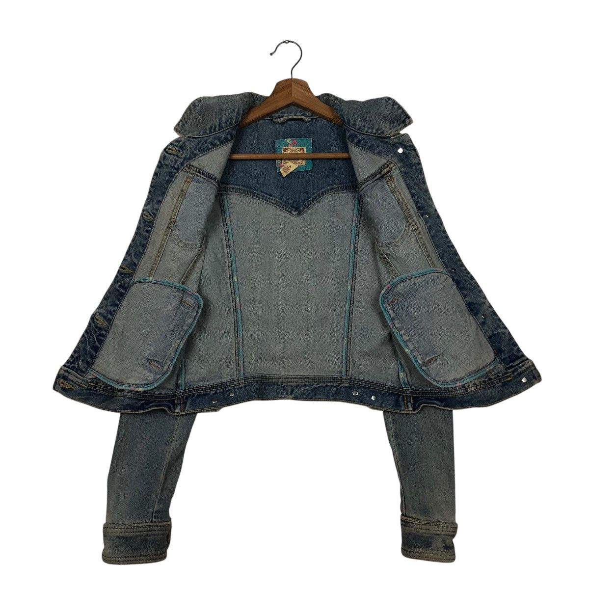 Abercrombie & Fitch 📌Cropped Denim Biker Jacket Abrecrombie Issey Miyake Size M / US 6-8 / IT 42-44 - 14 Thumbnail