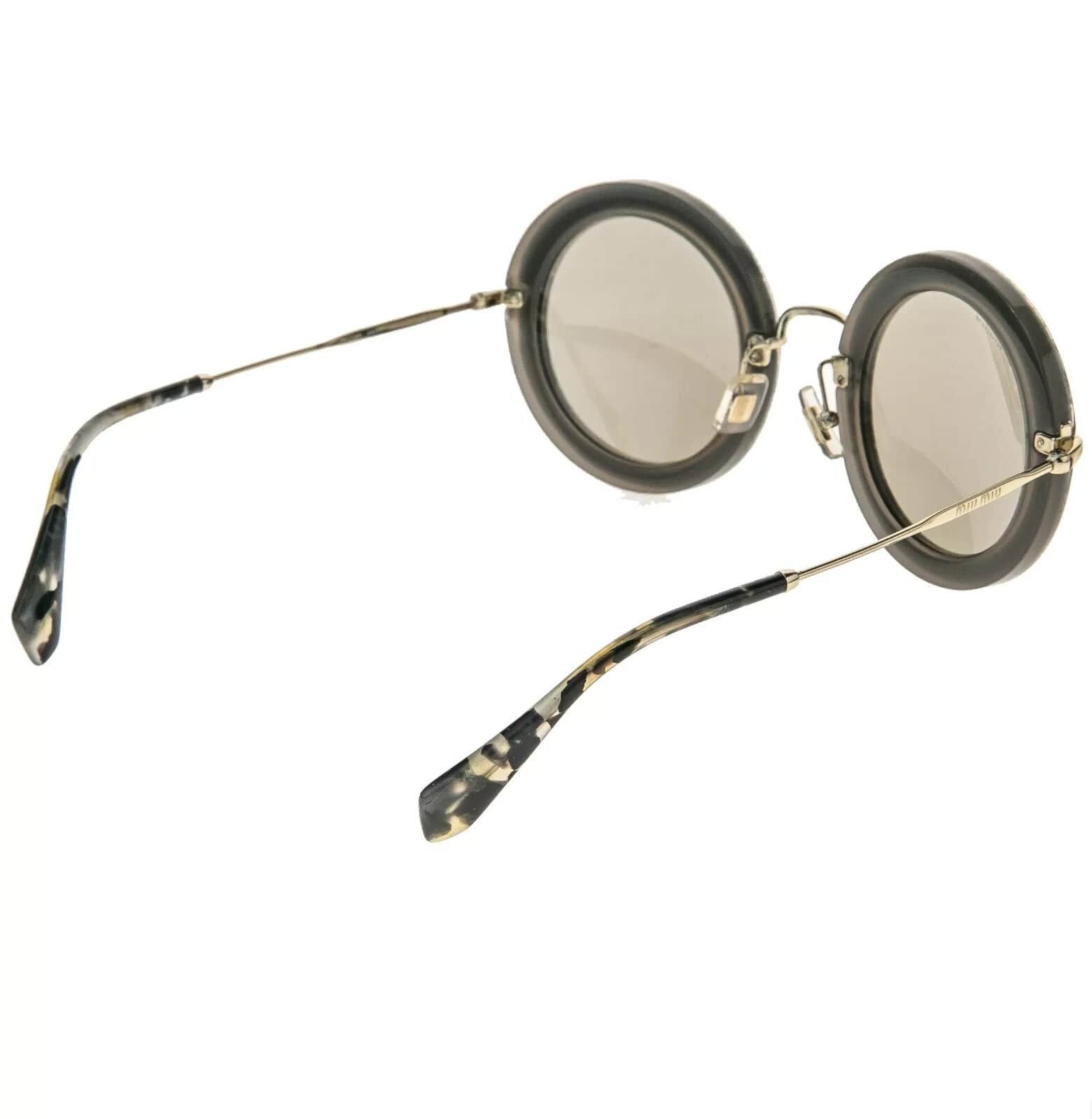 Miu Miu MIU MIU 08R ANIMAL Print LEATHER Round Sunglasses MU08RS Size ONE SIZE - 9 Thumbnail