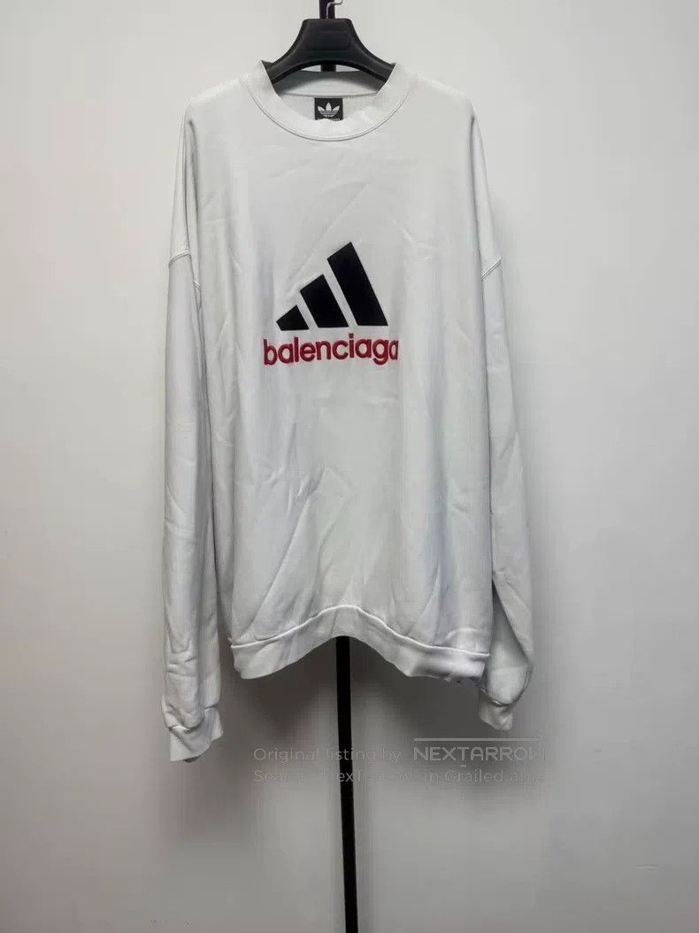 Balenciaga Balenciaga Printed Round Neck Label Sweatshirt - White Size US L / EU 52-54 / 3 - 1 Thumbnail