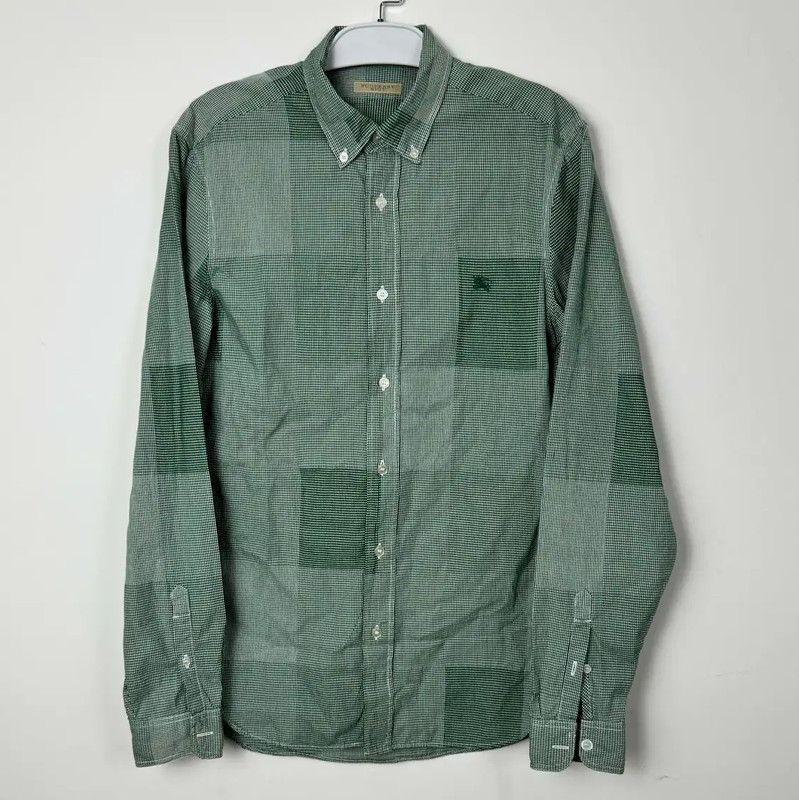 Burberry Green Checkered Men's Shirt