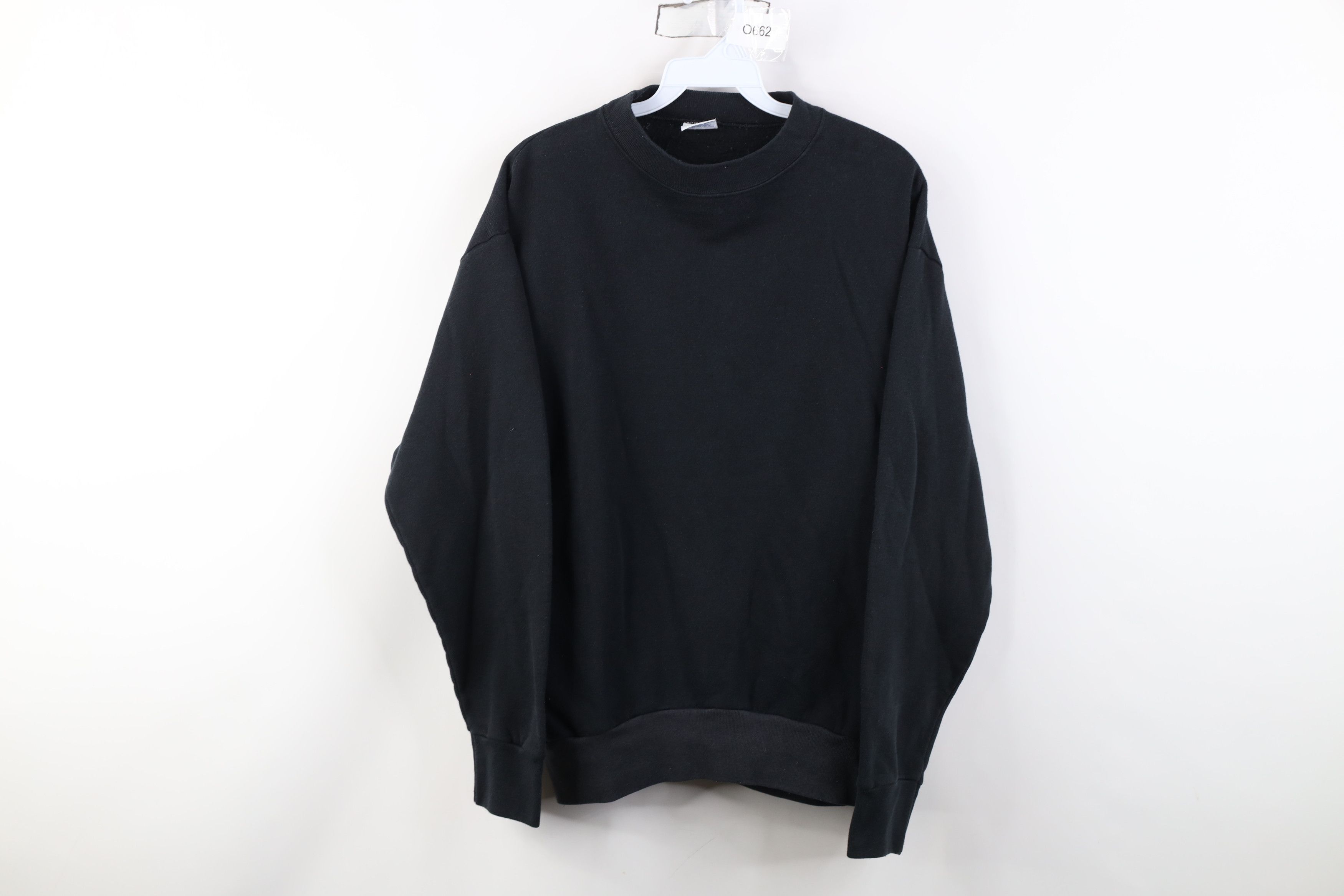 Vintage Vintage 90s Streetwear Blank Crewneck Sweatshirt Black USA Size L / US 10 / IT 46 - 1 Thumbnail