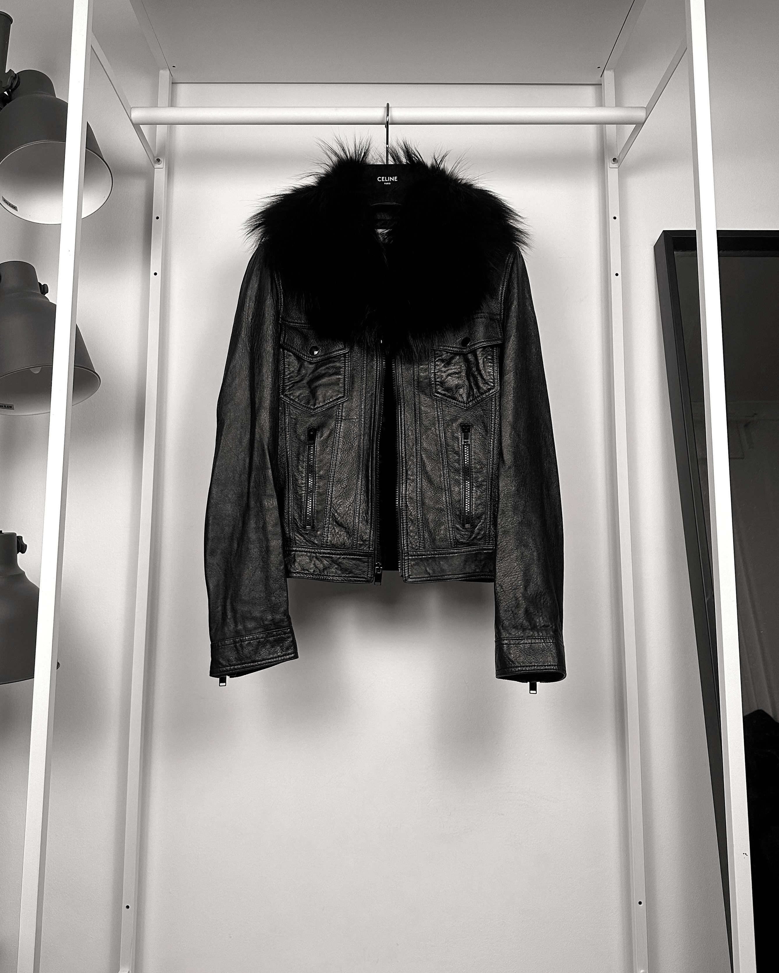 Saint Laurent Paris Saint Laurent Fur Collar Sample Leather Jacket Size US M / EU 48-50 / 2 - 1 Thumbnail