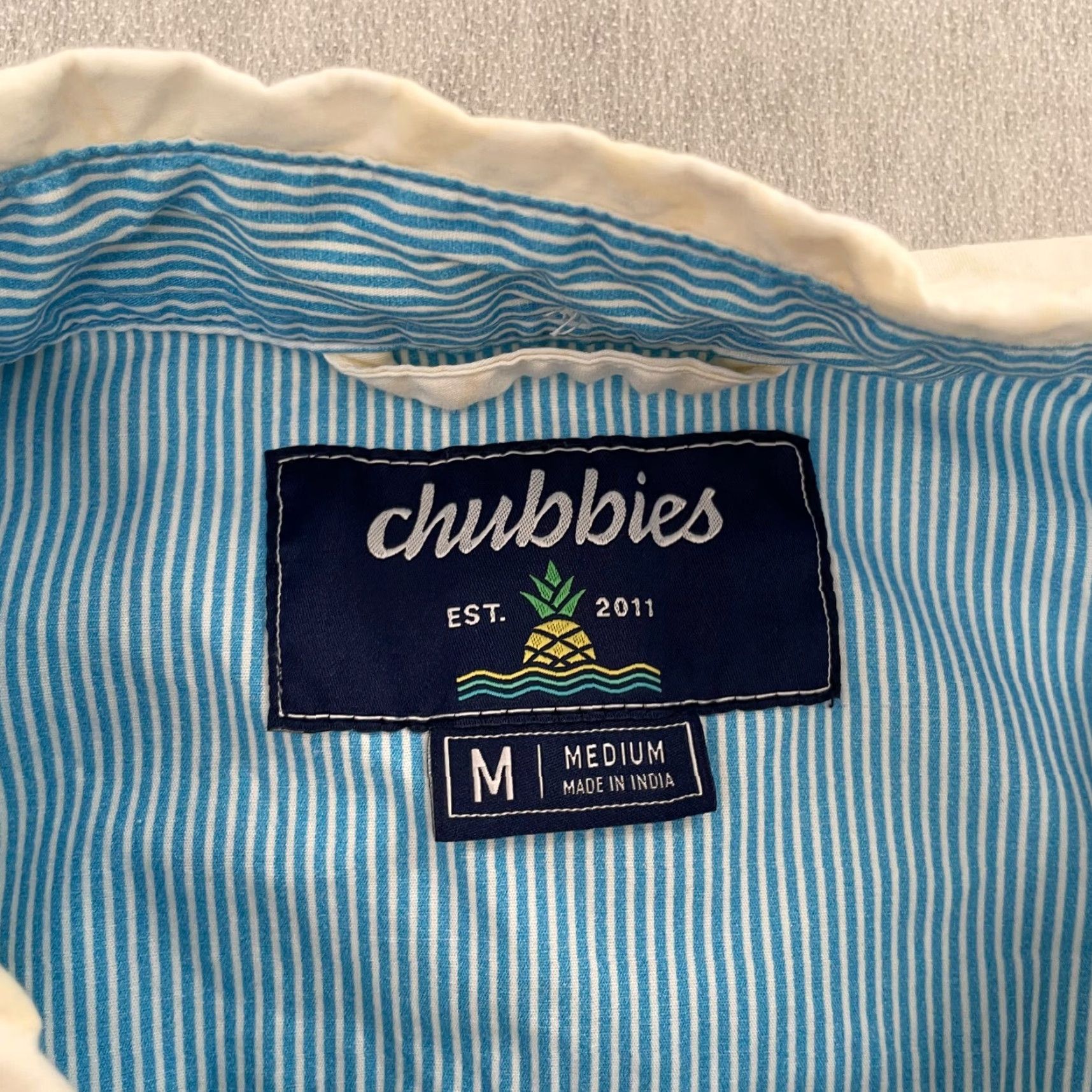 Chubbies VINTAGE Chubbies Shirt Men Adult Medium Short Sleeve Button Up Floral Cotton Blend Tan White Summer Casual Size US M / EU 48-50 / 2 - 7 Thumbnail