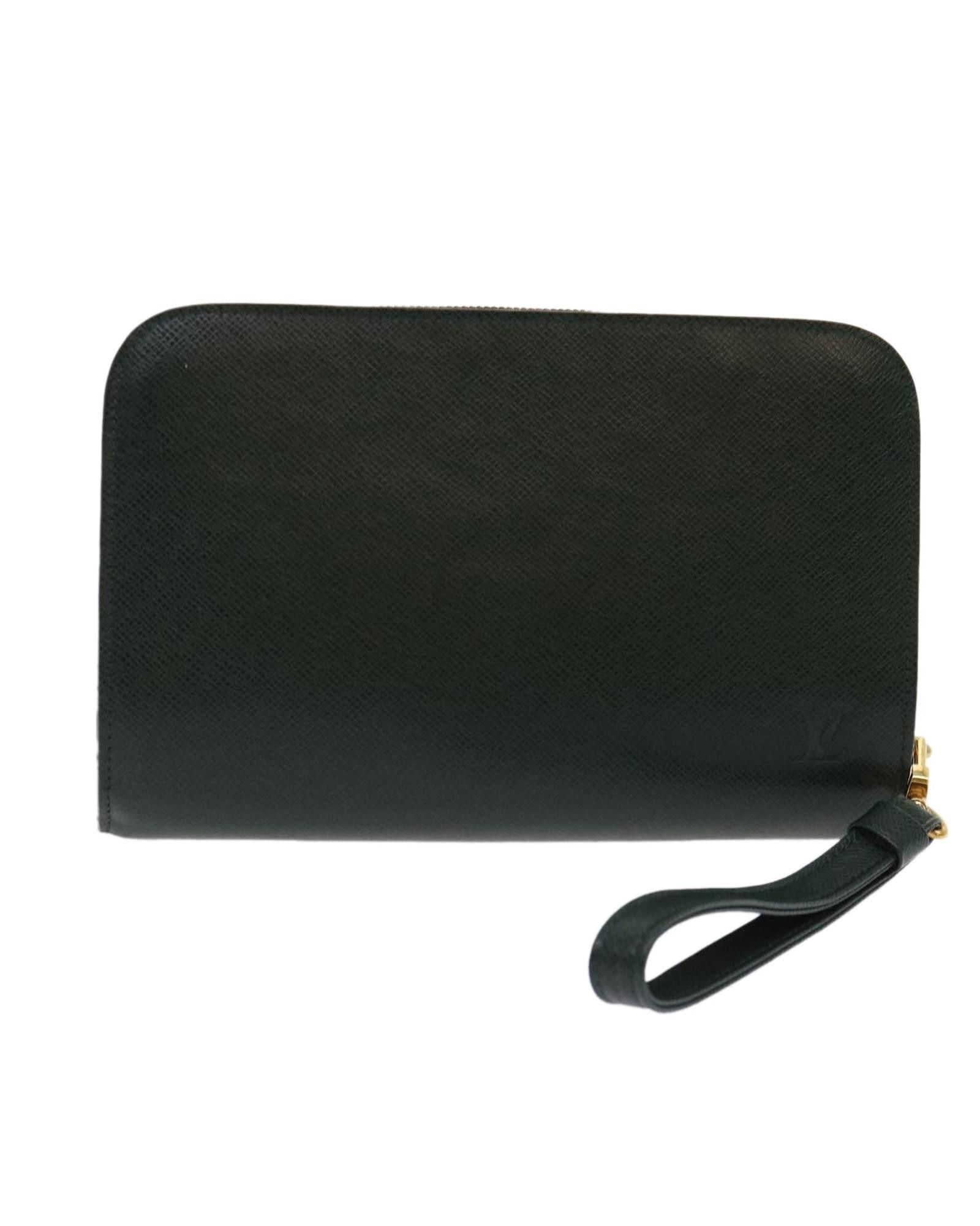 image of Louis Vuitton Epicea Taiga Leather Clutch Bag, Men's