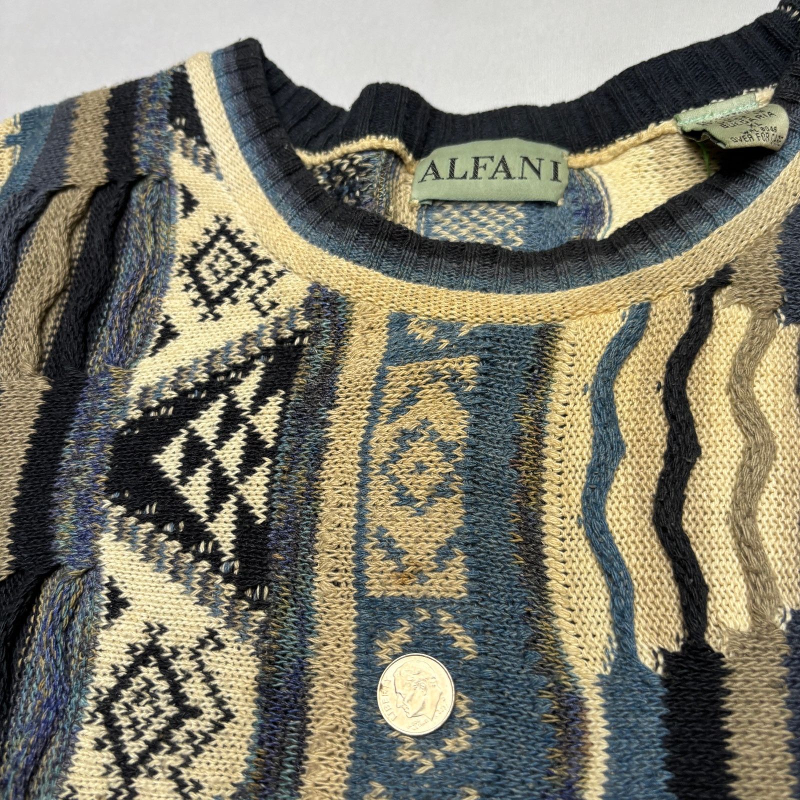 Alfani × Vintage Vintage Alfani 3D Chunky Dad Sweater Men's XL 90s Hip Hop Size US XL / EU 56 / 4 - 7 Thumbnail