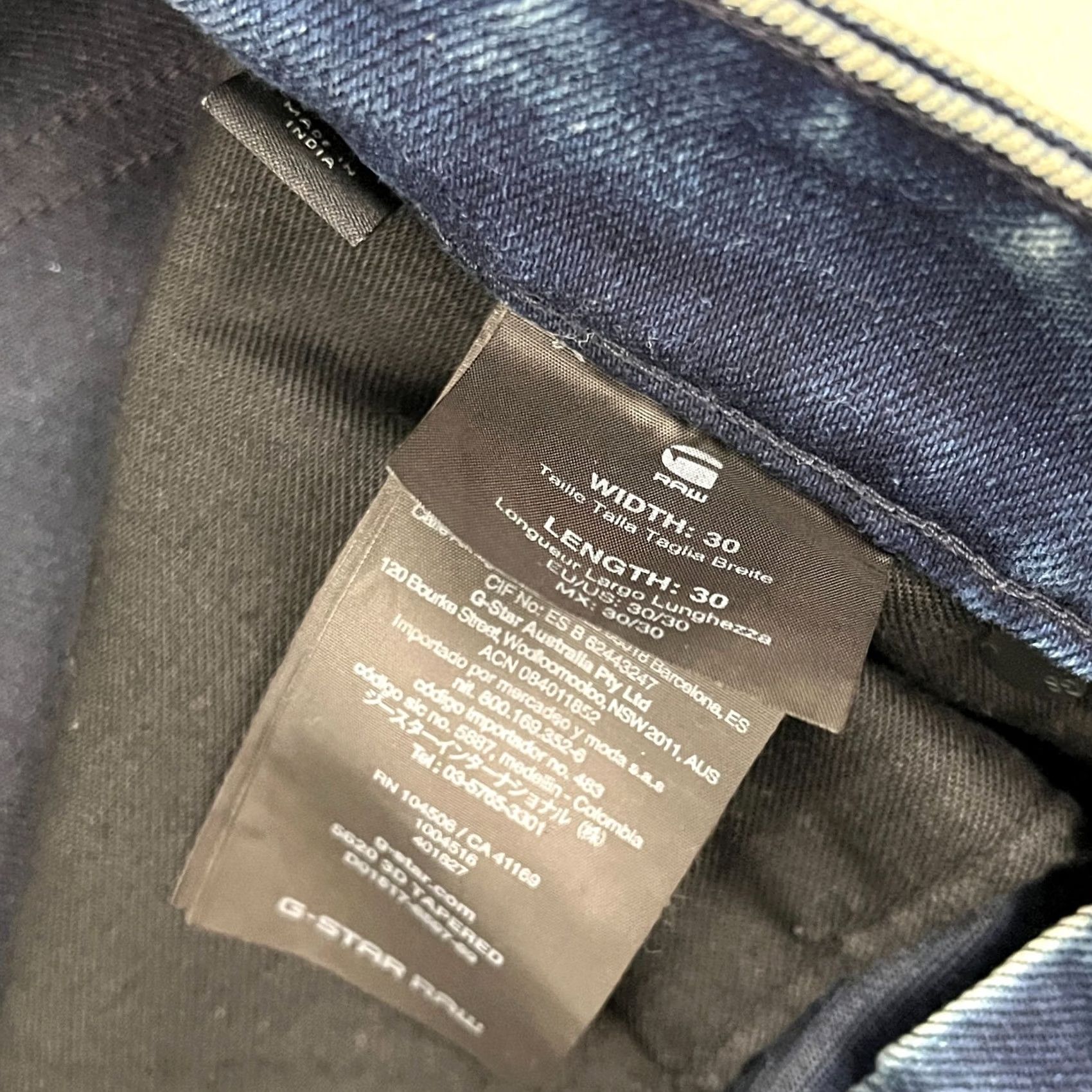 G-Star G-STAR Raw 5620 3D Tapered Jeans Mens 30 Slim Taper Blue Denim Stretch Moto Jeans Size US 30 / EU 46 - 3 Thumbnail