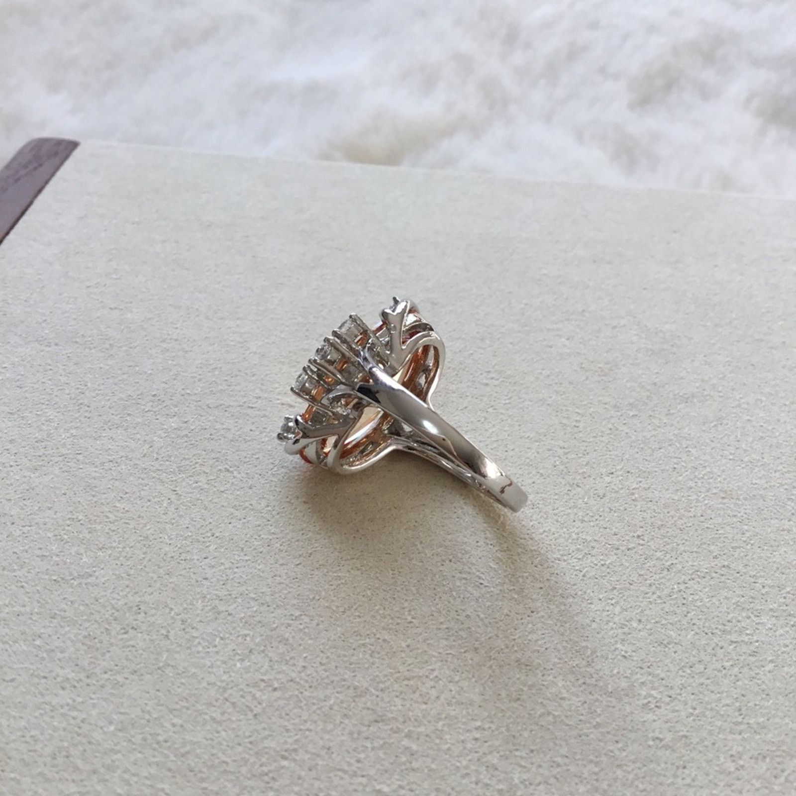 Other Elegant Silver Oval Yellow Crystal Cocktail Ring Size ONE SIZE - 5 Thumbnail