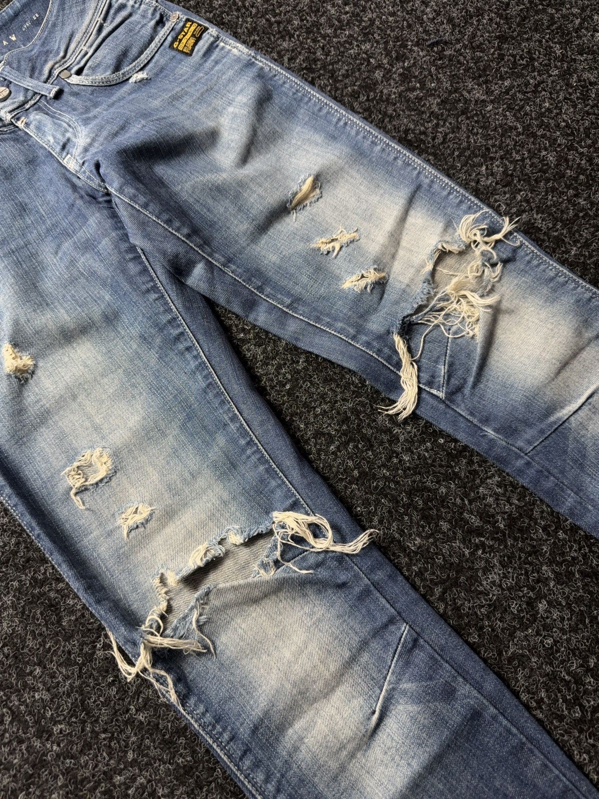 G-Star 00s G-Star RAW 3301 Distressed Punk Rock Denim Jeans Y2K Size 25" / US 0 / IT 36 - 4 Thumbnail