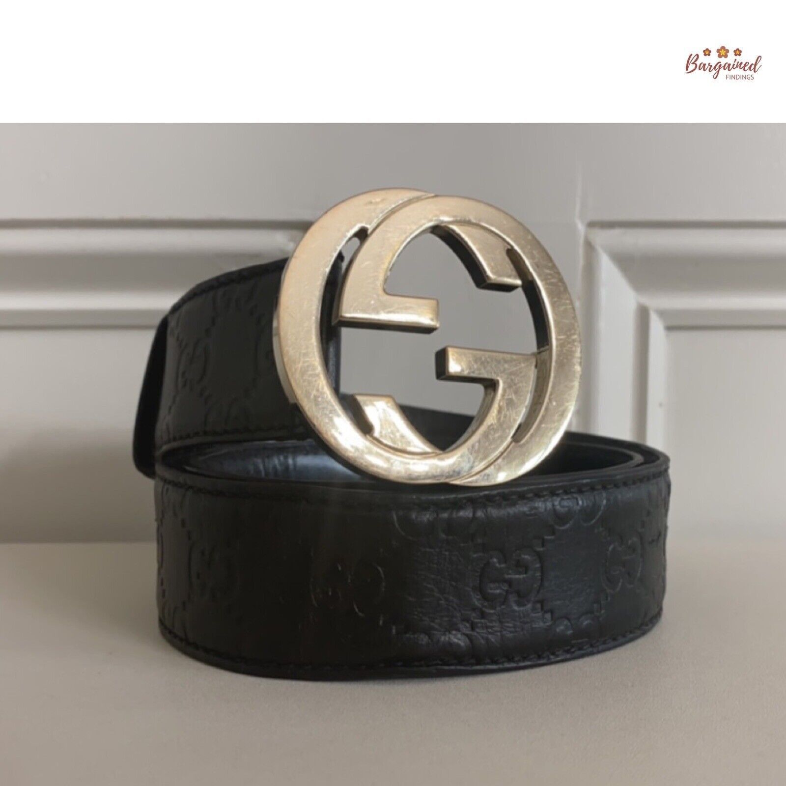 Gucci Gucci Black Guccissima Leather Gold G Buckle Belt Size 28 - 1 Thumbnail