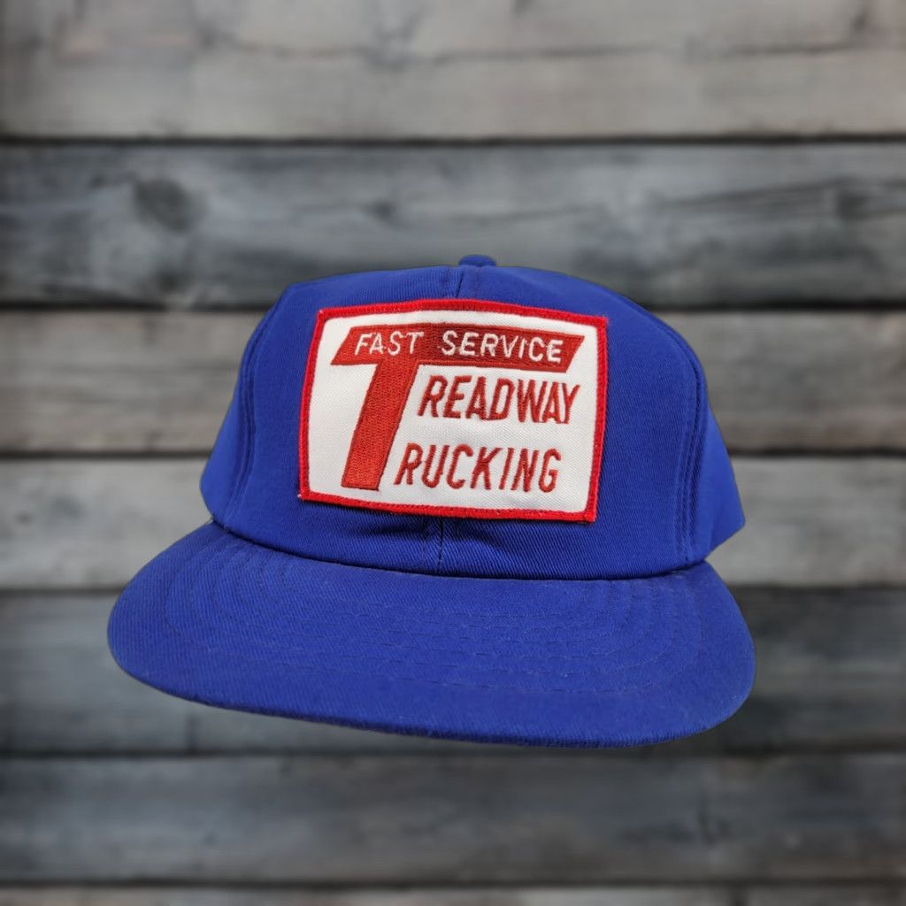 Vintage VINTAGE Treadway Trucking Hat Blue Foam Snapback Trucker Hat Men Snapback Blue Solid 90s/Decade? Size ONE SIZE - 1 Thumbnail