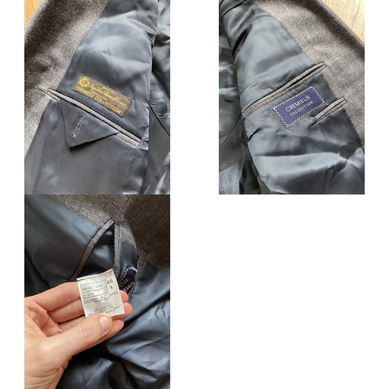 Loro Piana Daniel Cremieux Sport Coat Gray Wool Blazer 46R Windowpane Notch Lapel Single-Breasted Two-Button Vintage? No Mens Size 46R - 9 Thumbnail