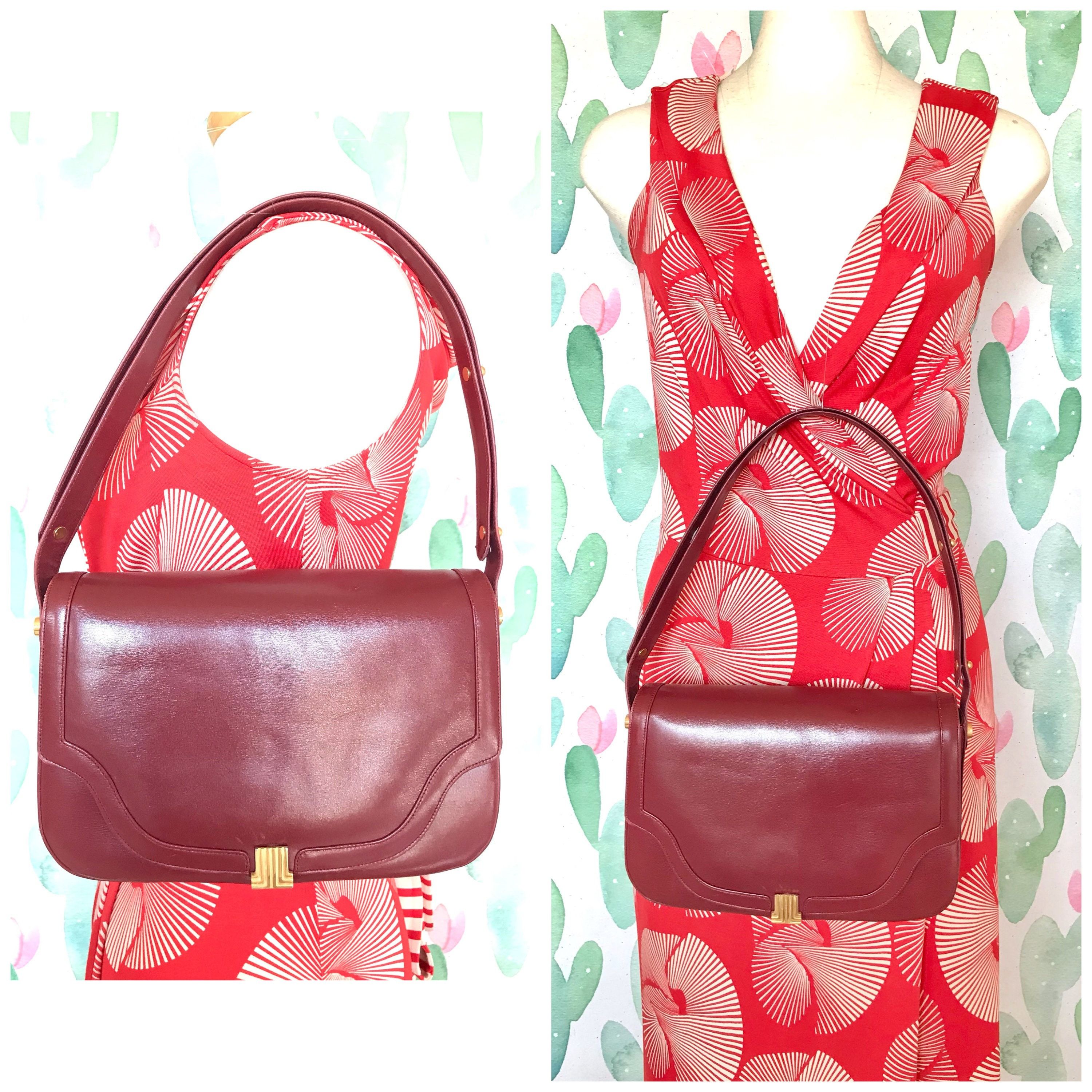 Lanvin Vintage Lanvin wine leather shoulder bag with golden logo Size ONE SIZE - 10 Thumbnail