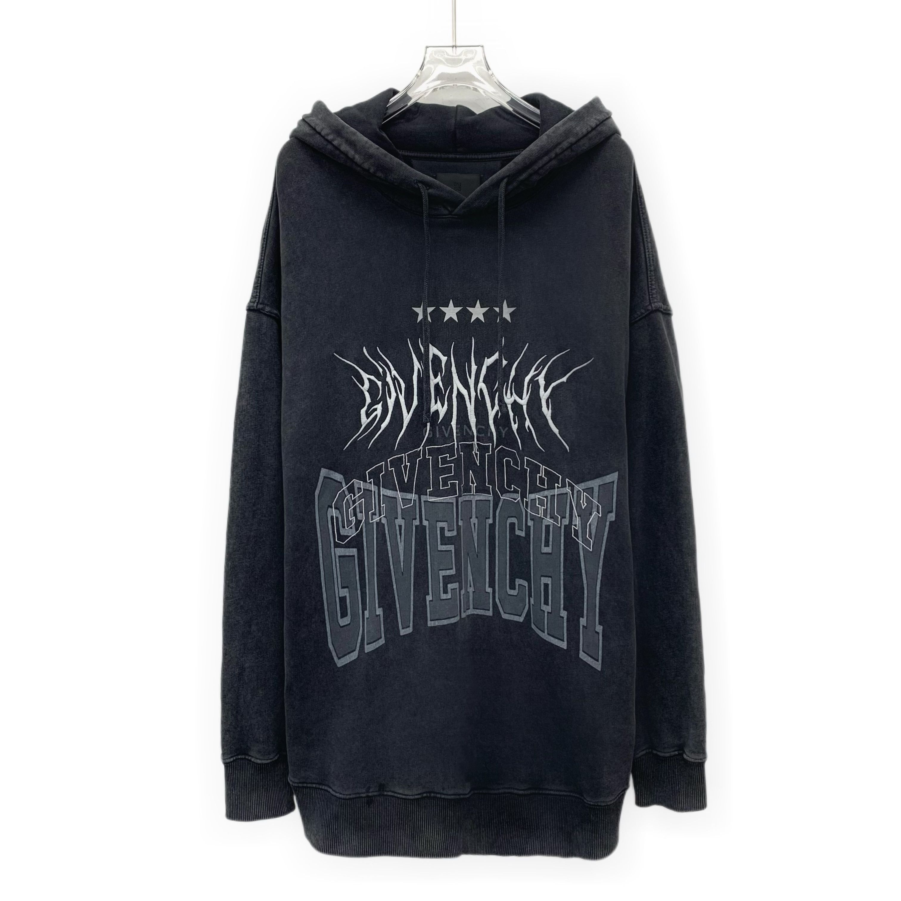 Givenchy Givenchy Distressed Logo Hoodie Black (S) Size US S / EU 44-46 / 1 - 1 Thumbnail