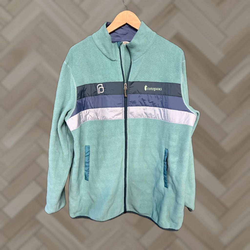 Cotopaxi Jacket Mens 1X Blue Teca Fleece Striped Trim Long Sleeve Zip Up