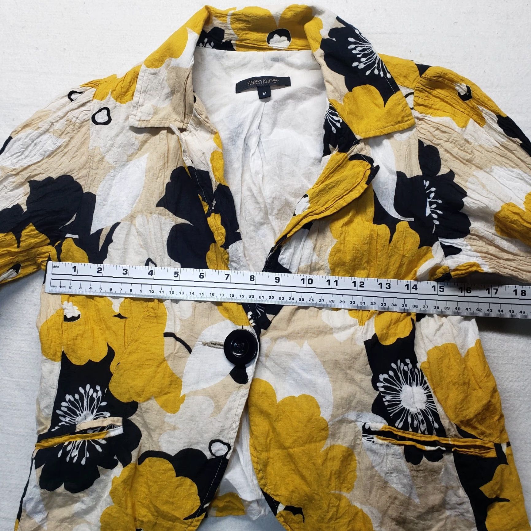 Vintage Karen Kane Floral Floral Yellow Long Sleeve Jacket Coat Adult Women's M Medium Shirt Size M / US 6-8 / IT 42-44 - 5 Thumbnail