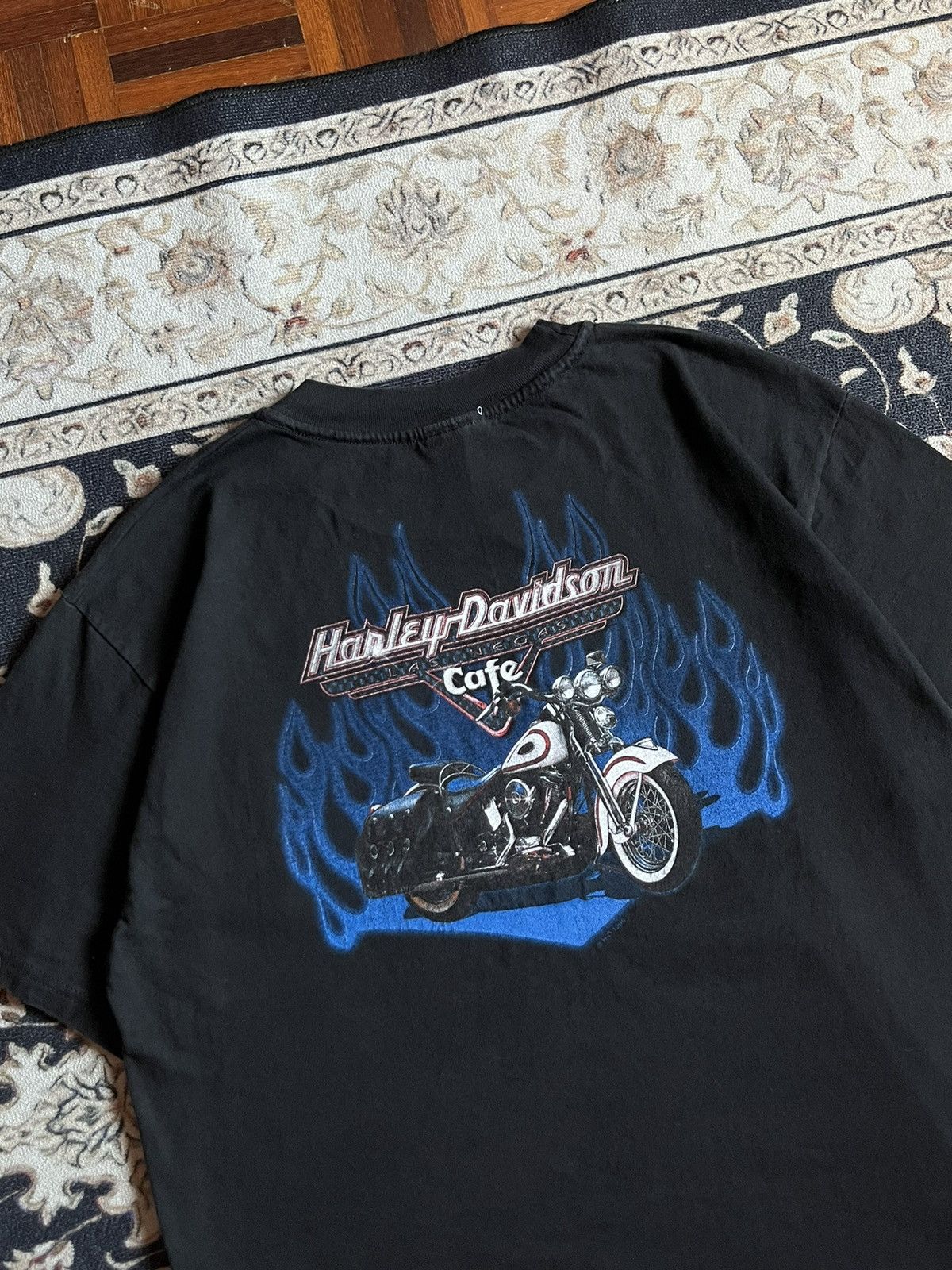 Harley Davidson × Vintage Vintage 1998 Harley Davidson Cafe Tee Size US L / EU 52-54 / 3 - 2 Thumbnail