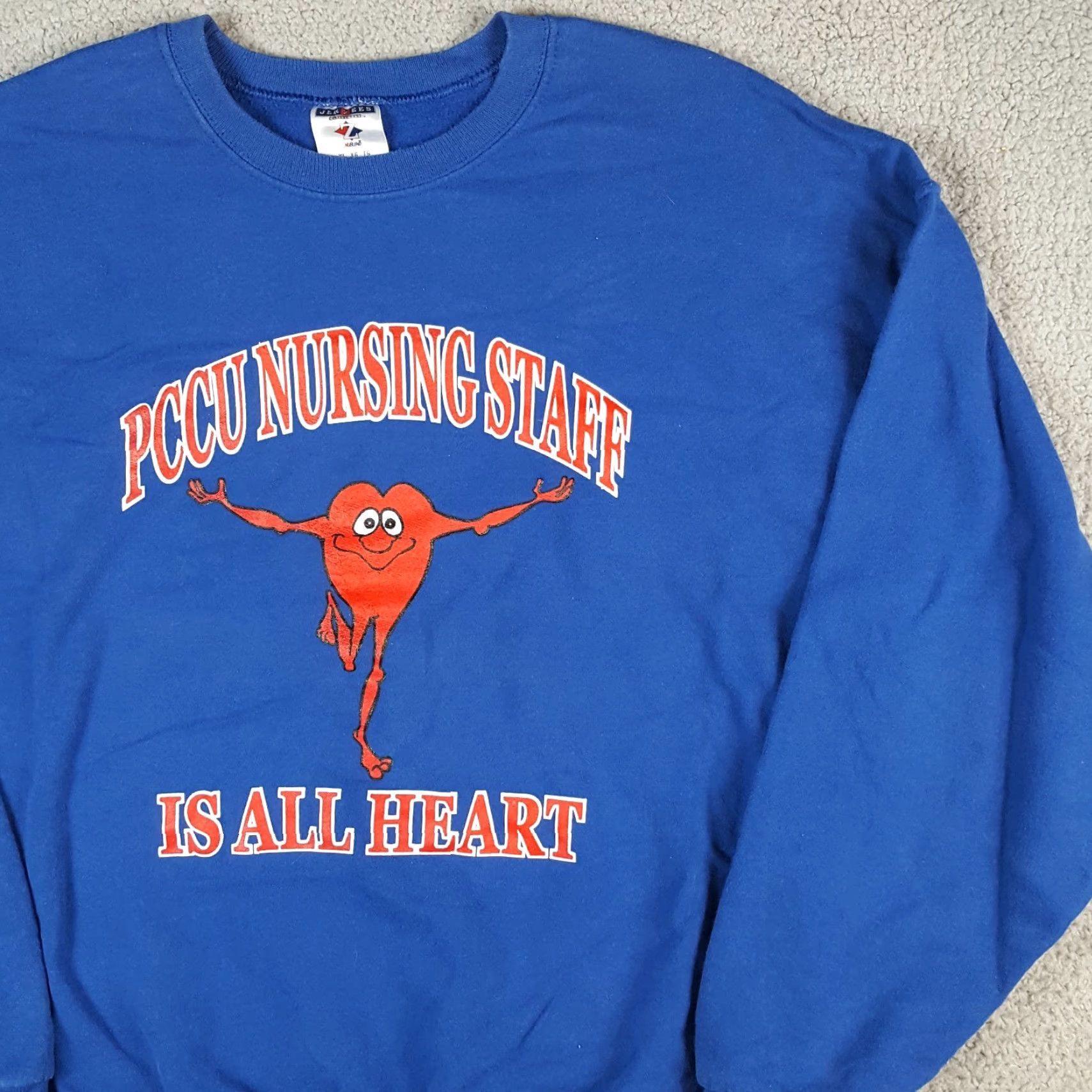 Jerzees Vintage 90s Nursing Staff All Heart Cartoon Size XL Pullover Crewneck Sweatshirt Size US XL / EU 56 / 4 - 4 Thumbnail