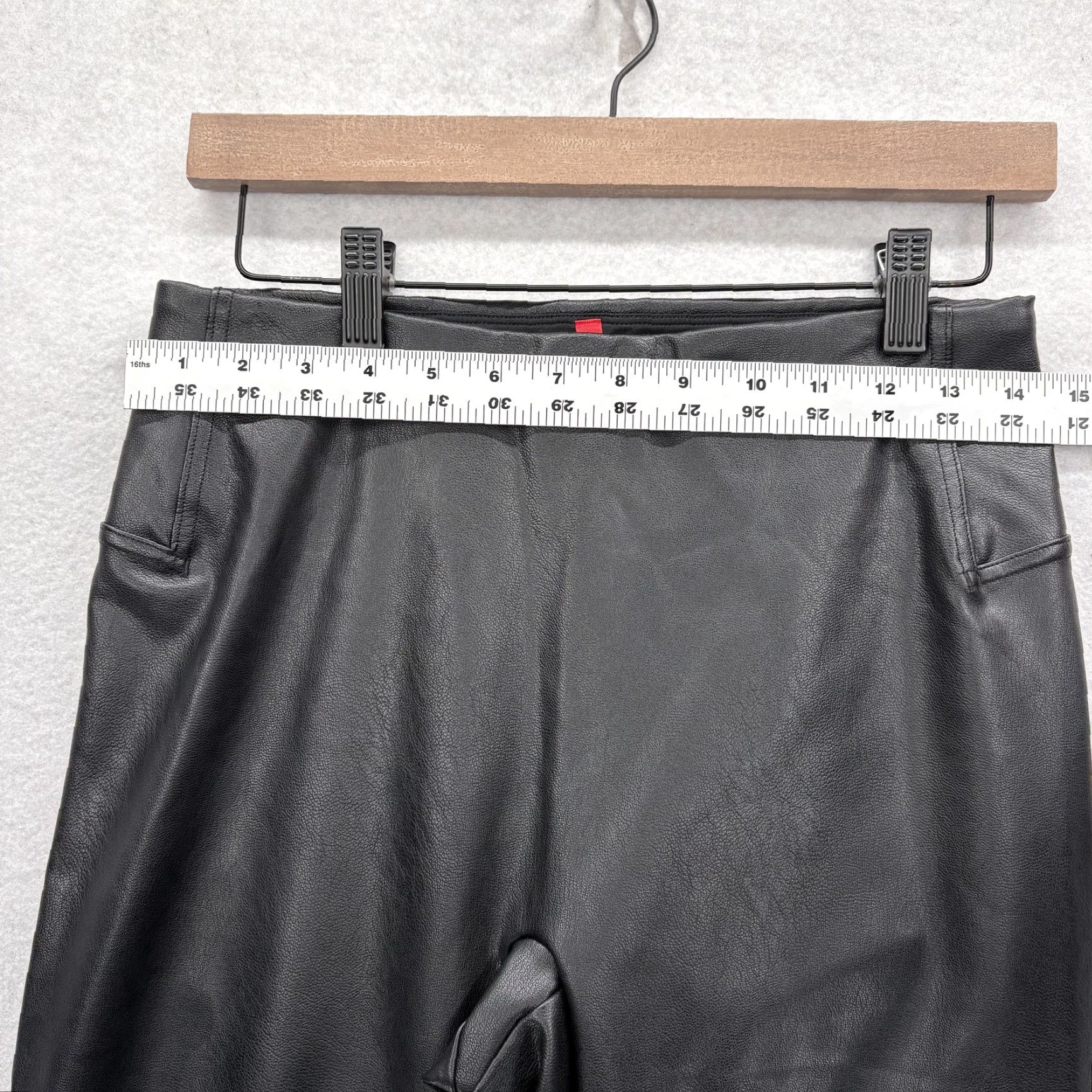 Spanx Spanx Black Faux Leather Front Slit Skinny Pants Womens Medium Pull On Stretch Slimming Shaping Size 32" / US 10 / IT 46 - 5 Thumbnail