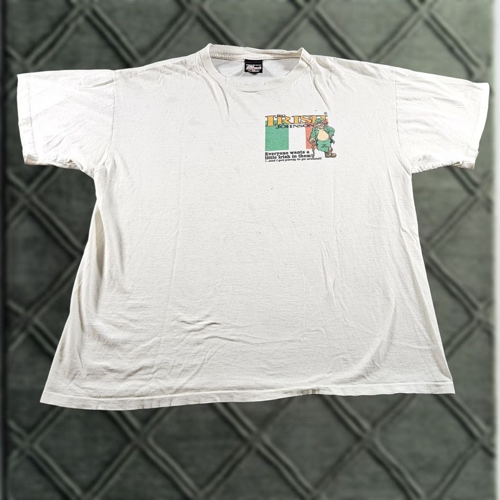Big John VINTAGE Big Johnson Shirt Mens XL White Graphic Print Crew Neck Short Sleeve St Patrick's Day Irish 1997 Mens Size US XL / EU 56 / 4 - 1 Thumbnail
