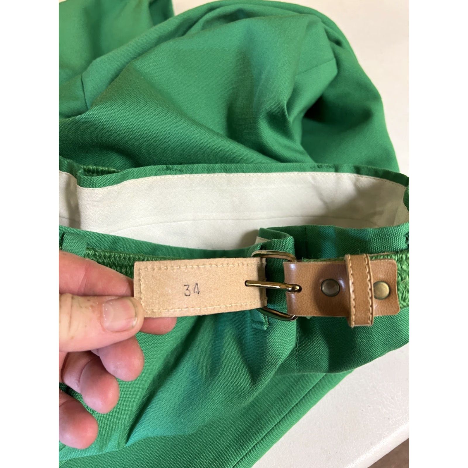 Vintage VINTAGE Garan Pants Slacks Belt 34x32 Straight Men Green 34x32 Polyester Blend Belted Casual Size US 34 / EU 50 - 3 Thumbnail