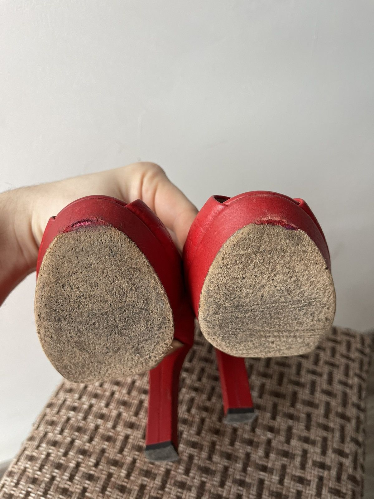 Gucci Authentic GUCCI Red Guccissima Leather Heels Pumps Size 37.5 Size US 7.5 / IT 37.5 - 13 Thumbnail