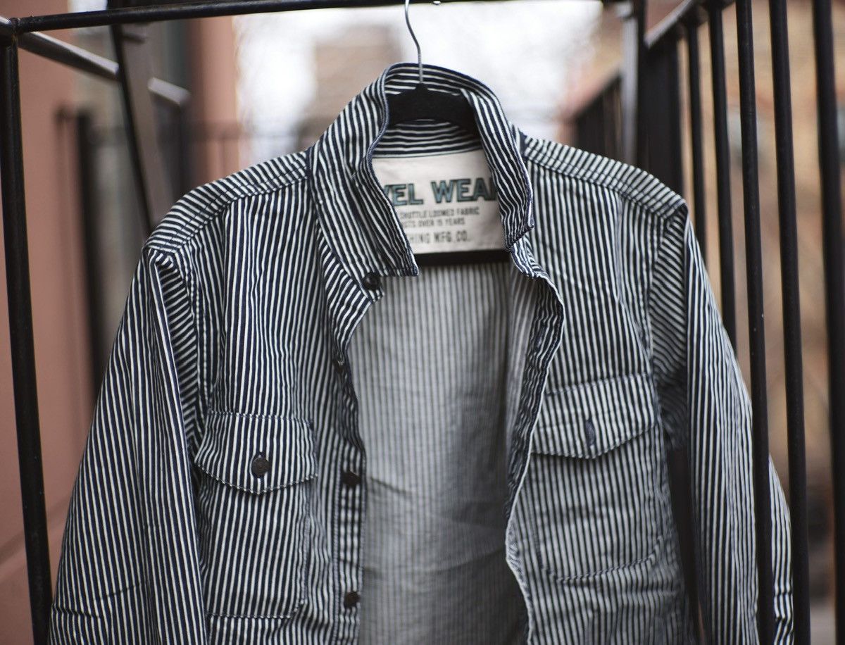 Striped Denim Workers Coat