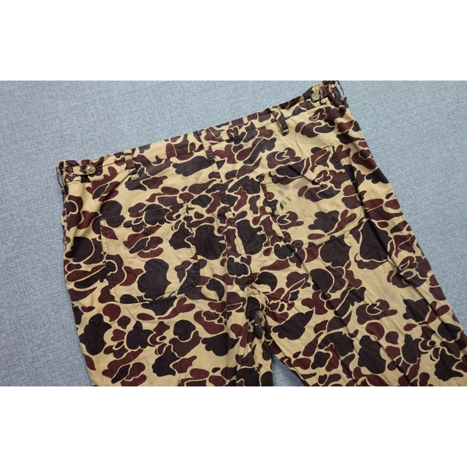 AMO Vintage Camo Pants Mens 38x30 Canvas Hunting Army Casual Regular Front Zip Trousers 5-Pocket Accessories Boys Mens Womens Size US 30 / EU 46 - 2 Thumbnail