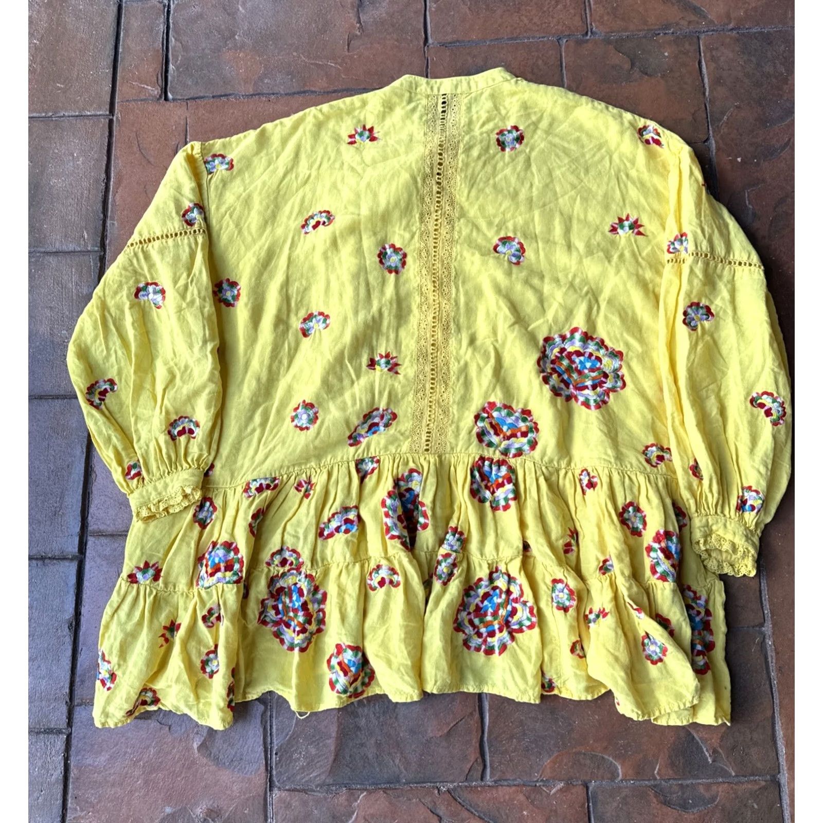 Vintage ALL THINGS MOCHI VALENTINA DRESS BOHO COTTAGECORE PRAIRIE YELLOW Dress XL Women Size XL / US 12-14 / IT 48-50 - 3 Thumbnail