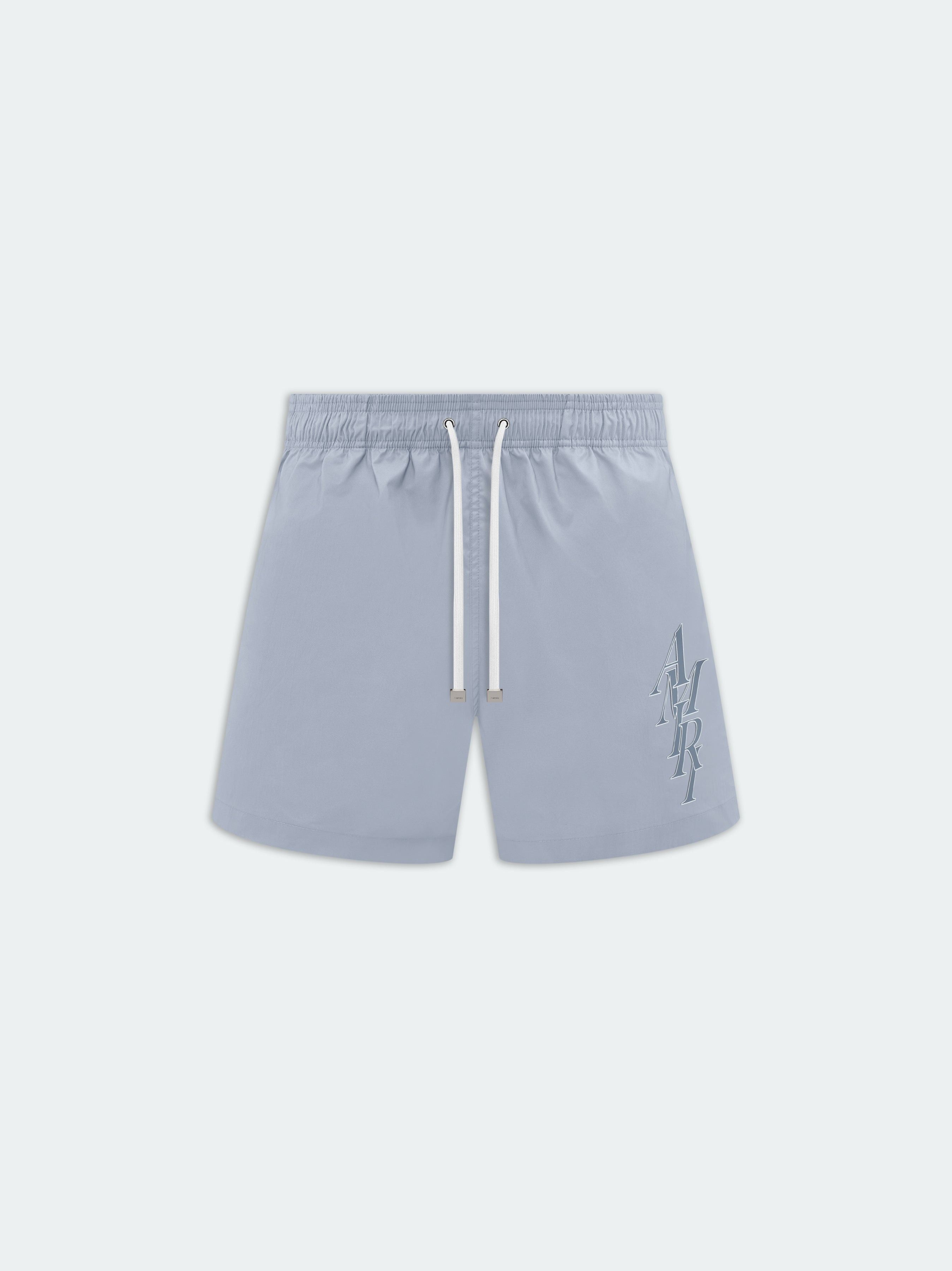 Amiri o1s1wg110425 Stack Logo Swim Trunk in Blue Size US 34 / EU 50 - 1 Thumbnail