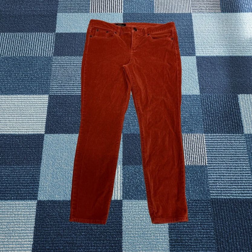 J.Crew J.CREW Women's Pants Toothpick Velour 29 Red Orange 32x26 Slim Fit Casual Workwear Size 29" - 1 Thumbnail