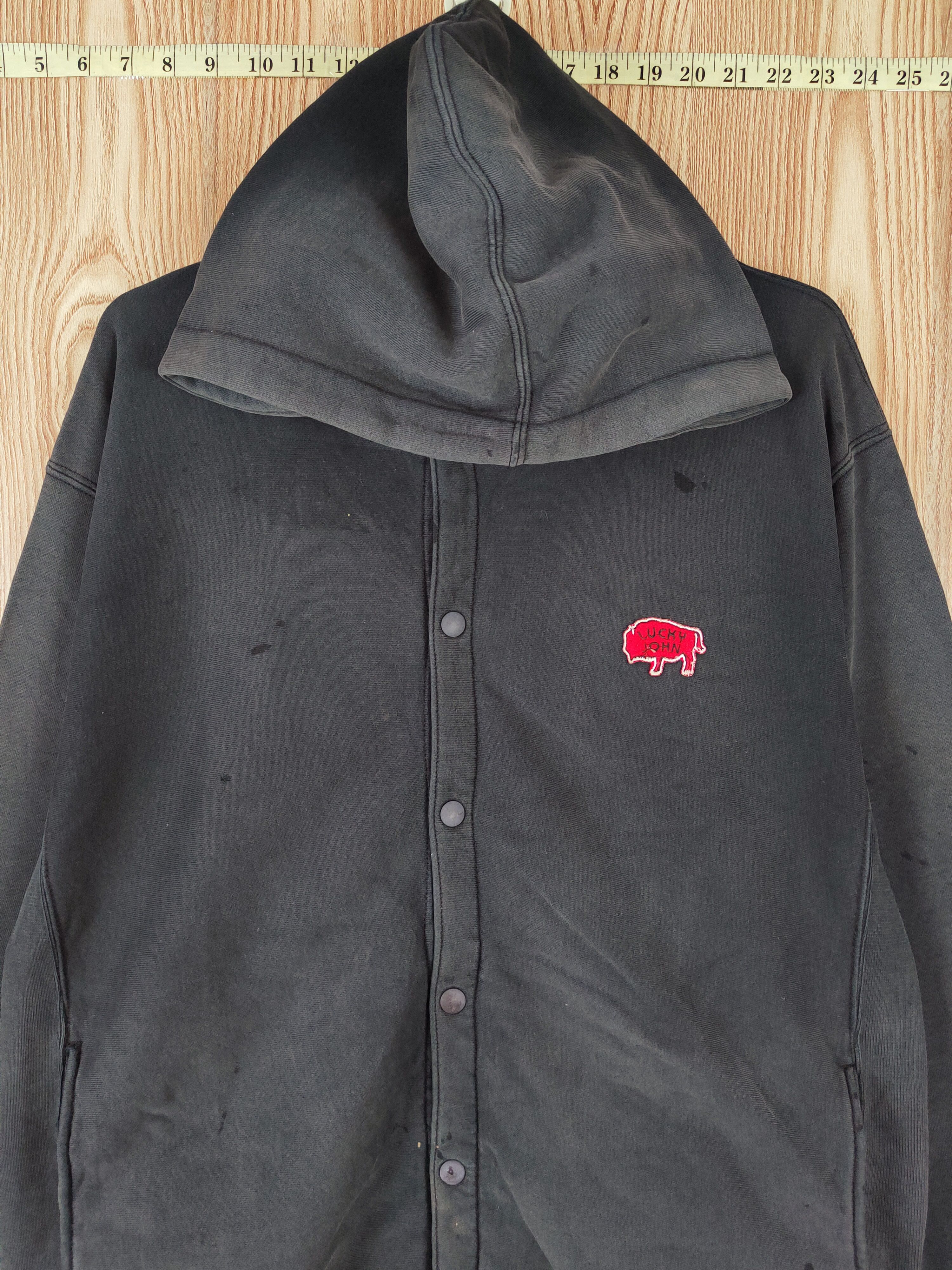 Japanese Brand × Vintage Japanese Brand Black Faded Lucky John Hoodie Sweaters Size US L / EU 52-54 / 3 - 3 Thumbnail